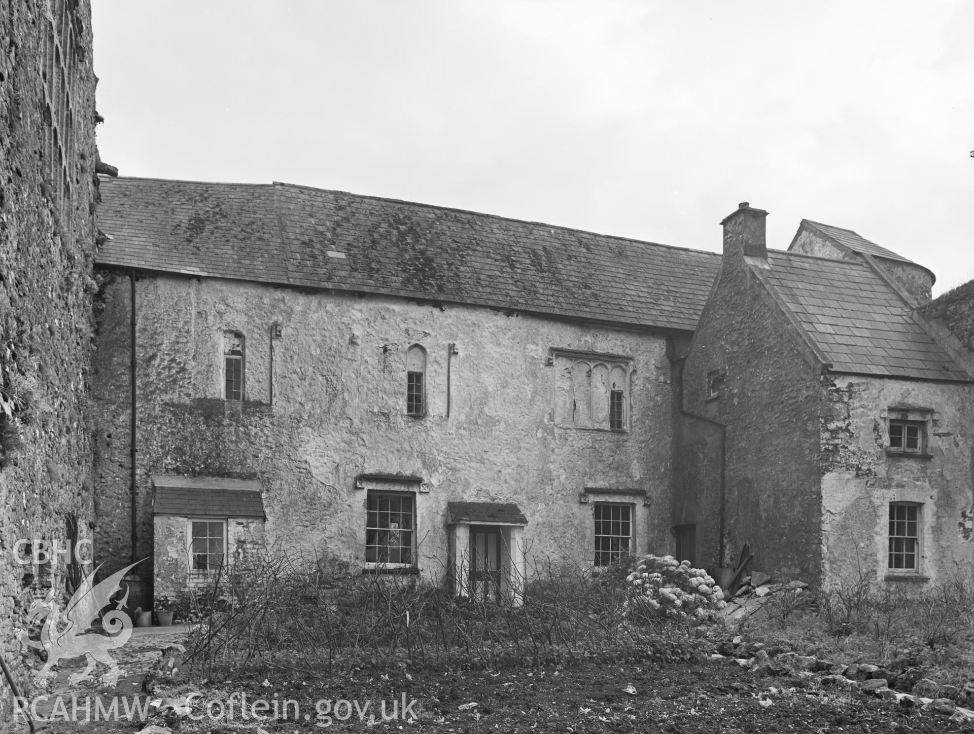 Digital copy of a nitrate negative showing view of Oxwich Castle, dated 1948.