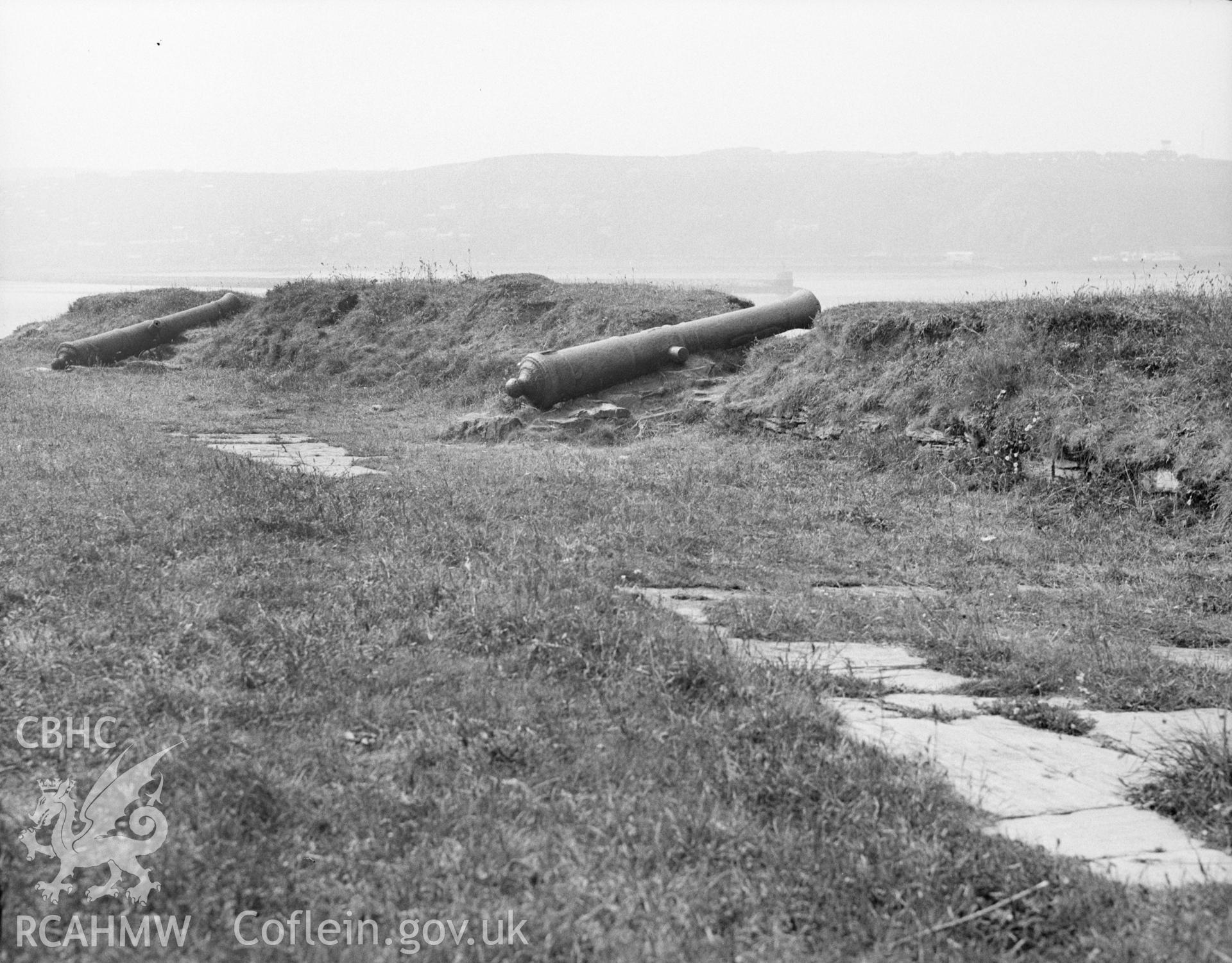 Digital copy of a nitrate negative showing Castle Point Old Fort, Fishguard.