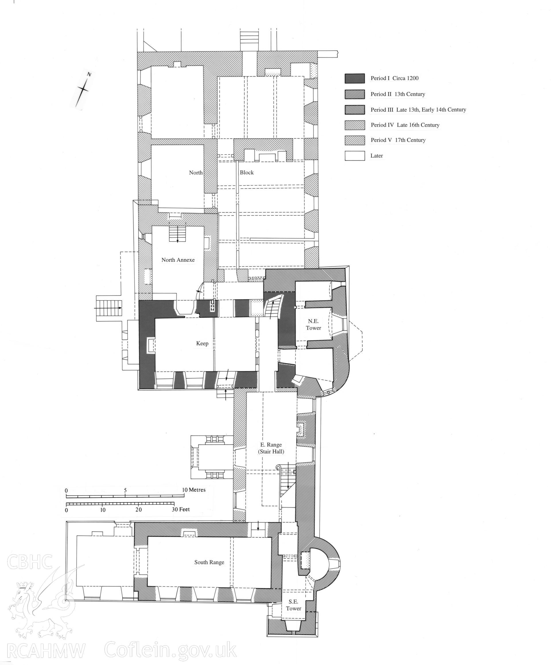 Digital copy of a measured plan of ground floor of Fonmon Castle, Rhoose, Later Castles, fig 79.