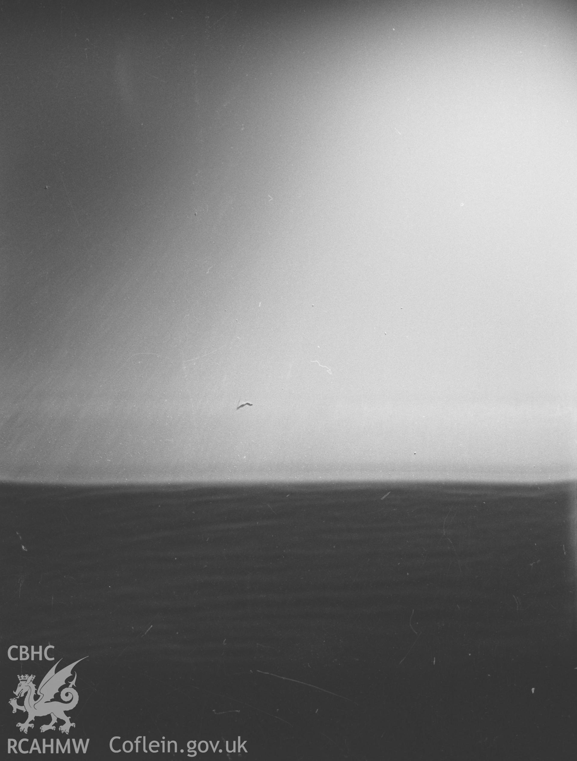Digital copy of a black and white negative showing sea mist at Tanybwlch, Aberystwyth. Photographed by Arthur O. Chater in April 1968.