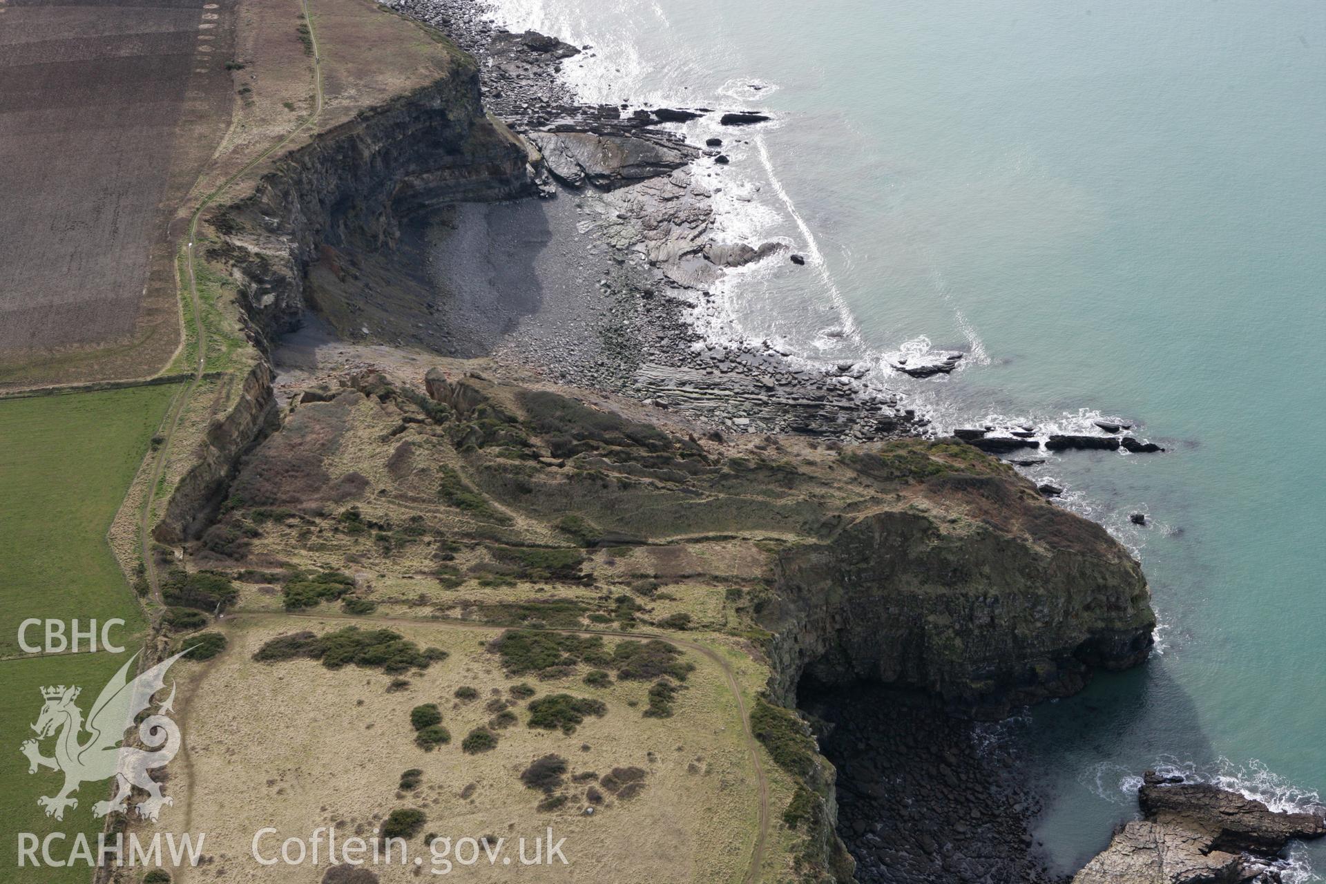 RCAHMW colour oblique aerial photograph of Black Point Rath. Taken on 02 March 2010 by Toby Driver