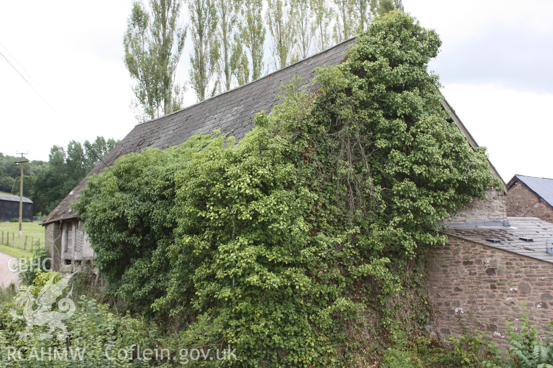External view of barn at Marian Mawr. Photographic survey of Marian Mawr in Cwm, Denbighshire by Geoff Ward on 20th August 2010.