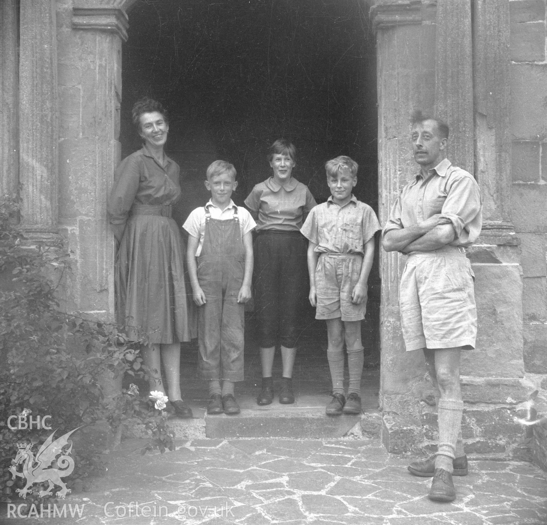 Digital copy of an undated nitrate negative showing a group portrait at Treowen, Monmouthshire.