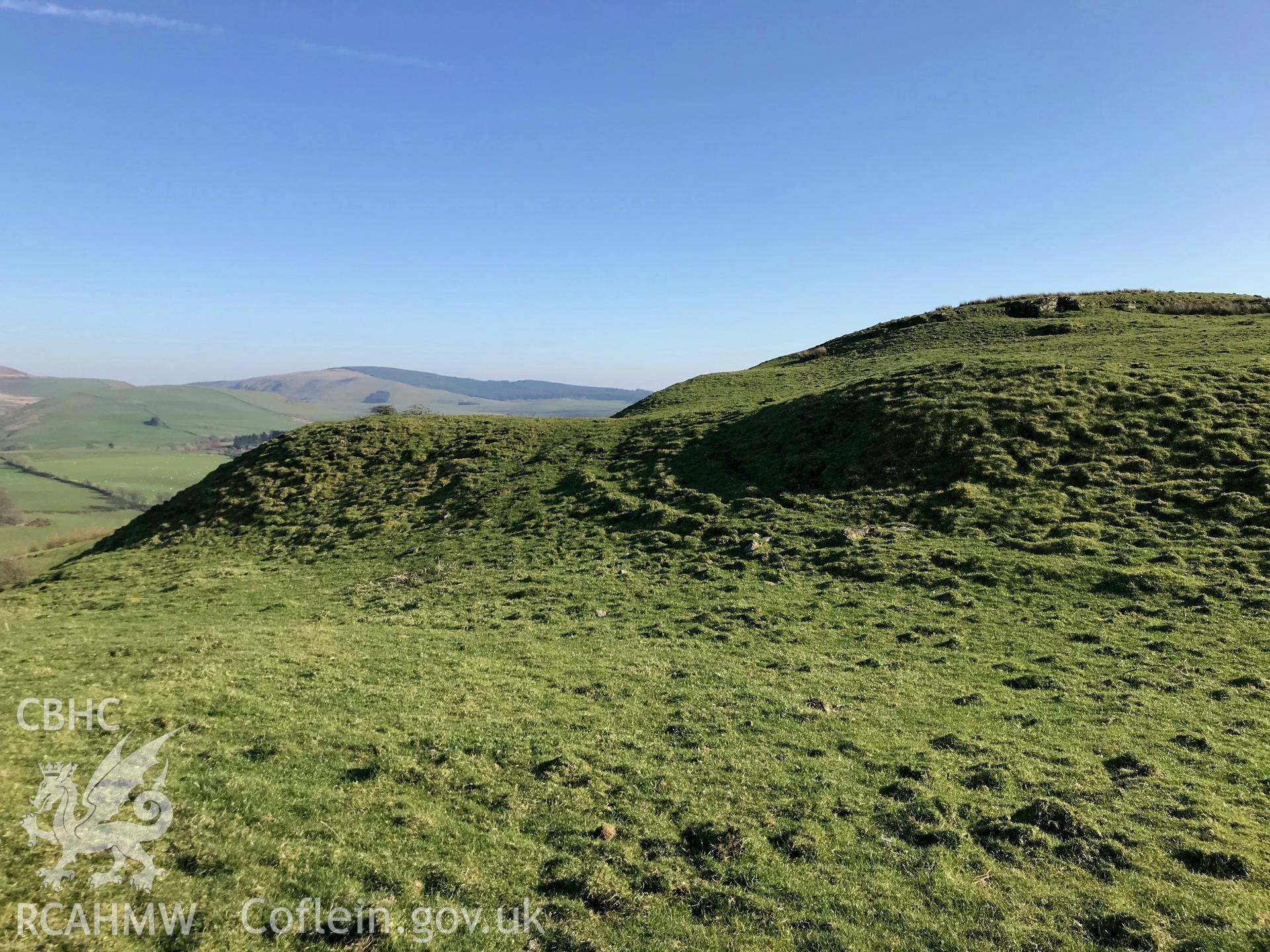 Digital colour photograph of Pen Dinas hillfort, Elerch, north east of Aberystwyth, taken by Paul R. Davis on 29th March 2019.
