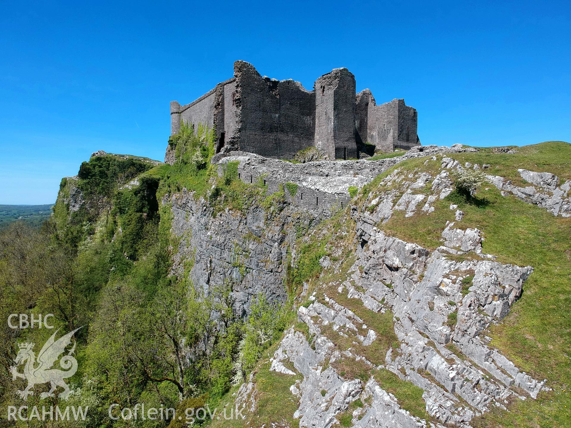 Digital colour photograph of Carreg Cennen Castle, Dyffryn Cennen, Llandeilo, taken by Paul R. Davis on 12th May 2019.