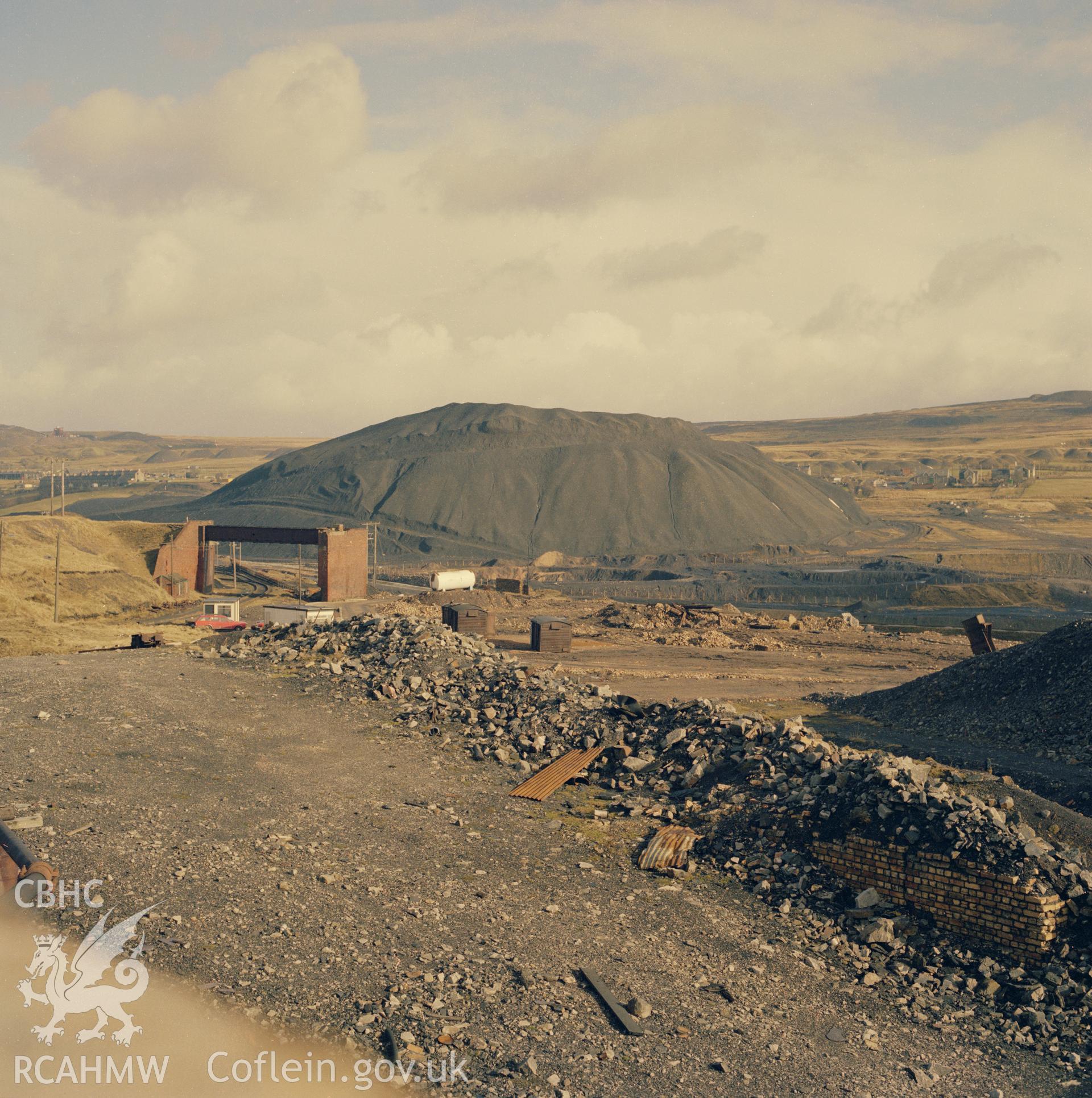 Digital copy of an acetate negative showing the washery tip at Big Pit, Blaenavon from the John Cornwell Collection.