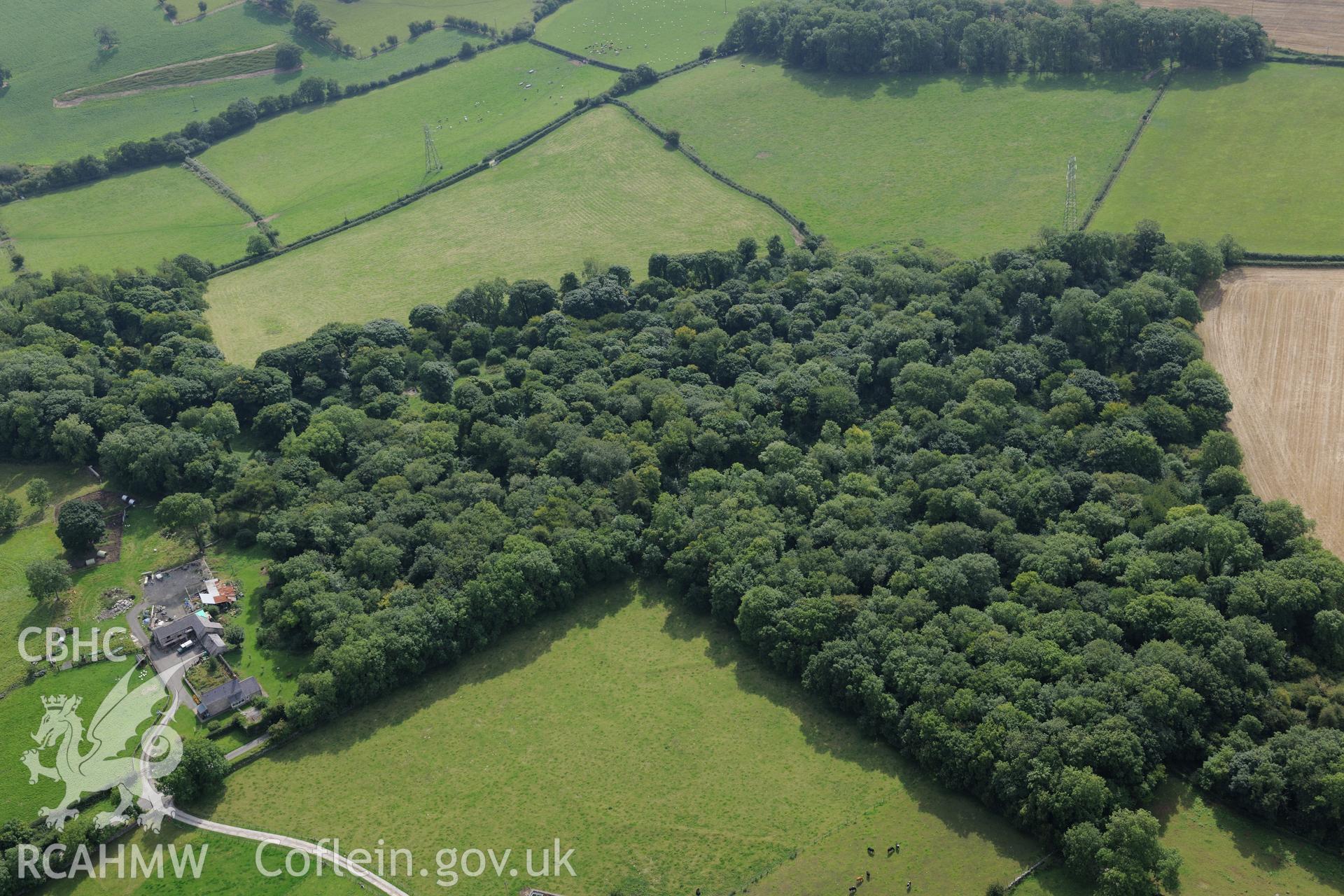 Hen Gaerwys village earthworks. Oblique aerial photograph taken during the Royal Commission's programme of archaeological aerial reconnaissance by Toby Driver on 11th September 2015.
