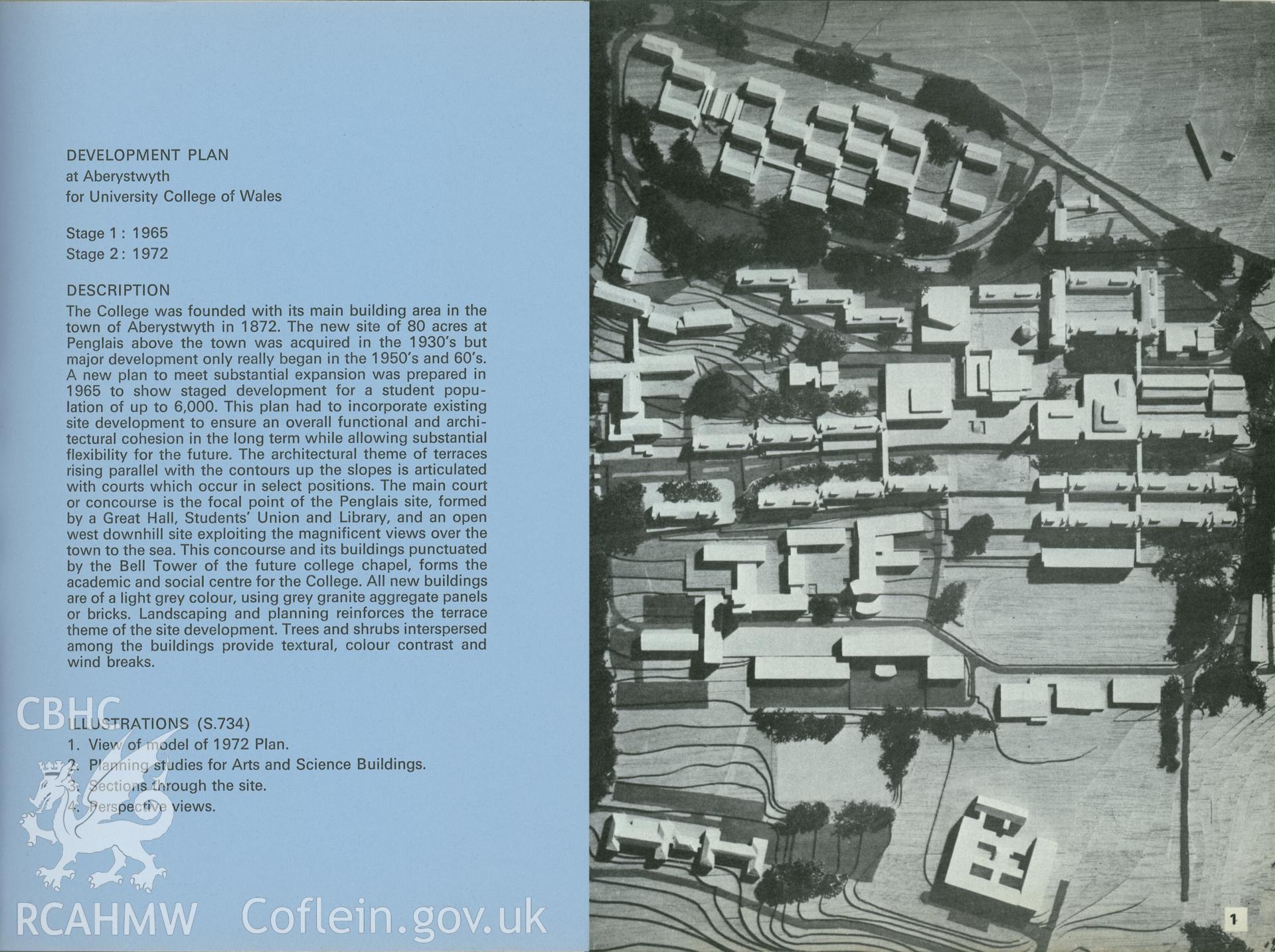 Digital copy of a development plan of Aberystwyth University taken from page 1 of the Percy Thomas Archive.
