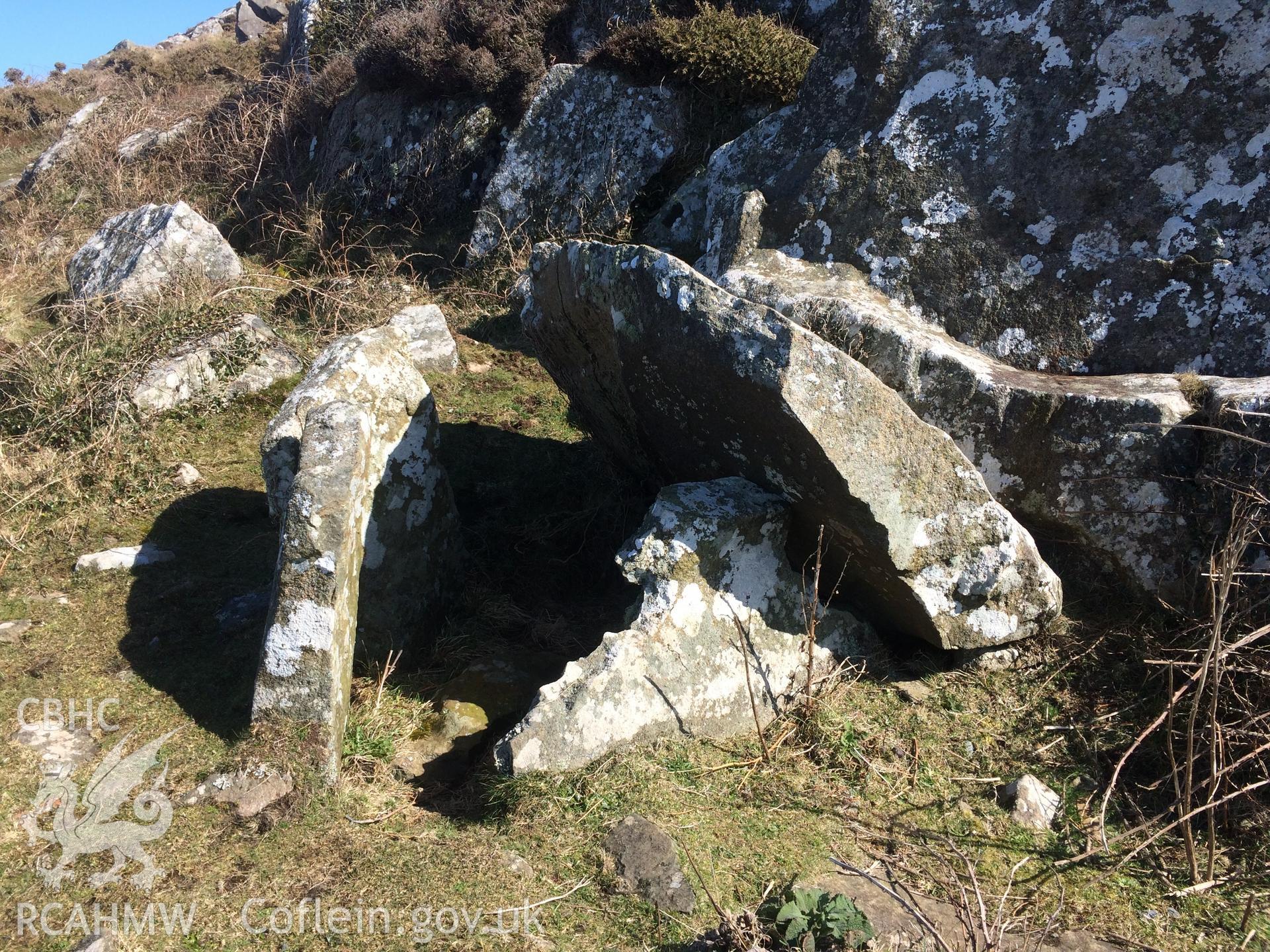 Colour photo showing view of Carn Llidi Burial Chambers, taken by Paul R. Davis, 2018.