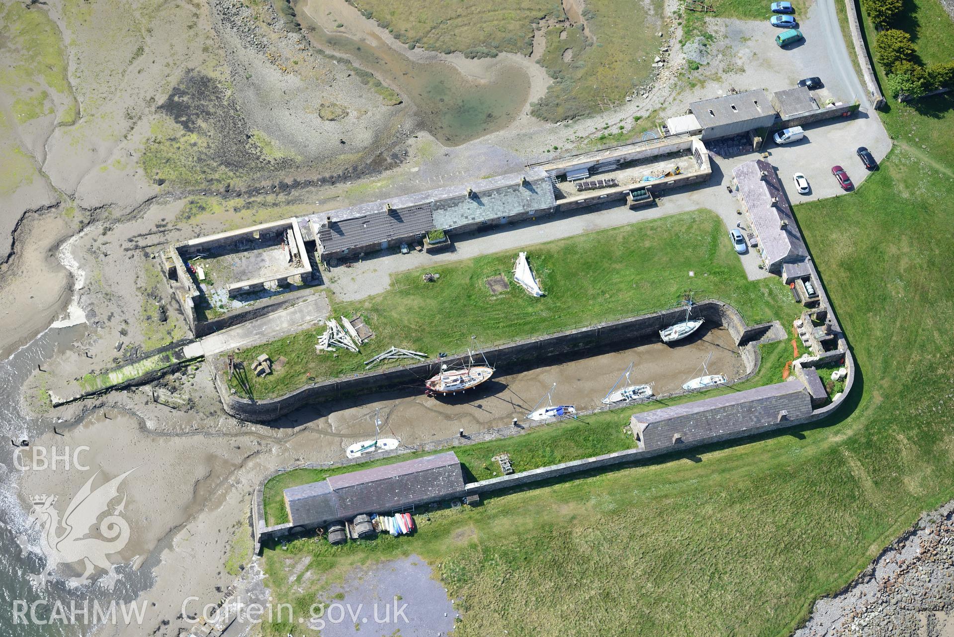 Aerial photography of Fort Belan taken on 3rd May 2017.  Baseline aerial reconnaissance survey for the CHERISH Project. ? Crown: CHERISH PROJECT 2017. Produced with EU funds through the Ireland Wales Co-operation Programme 2014-2020. All material made fr