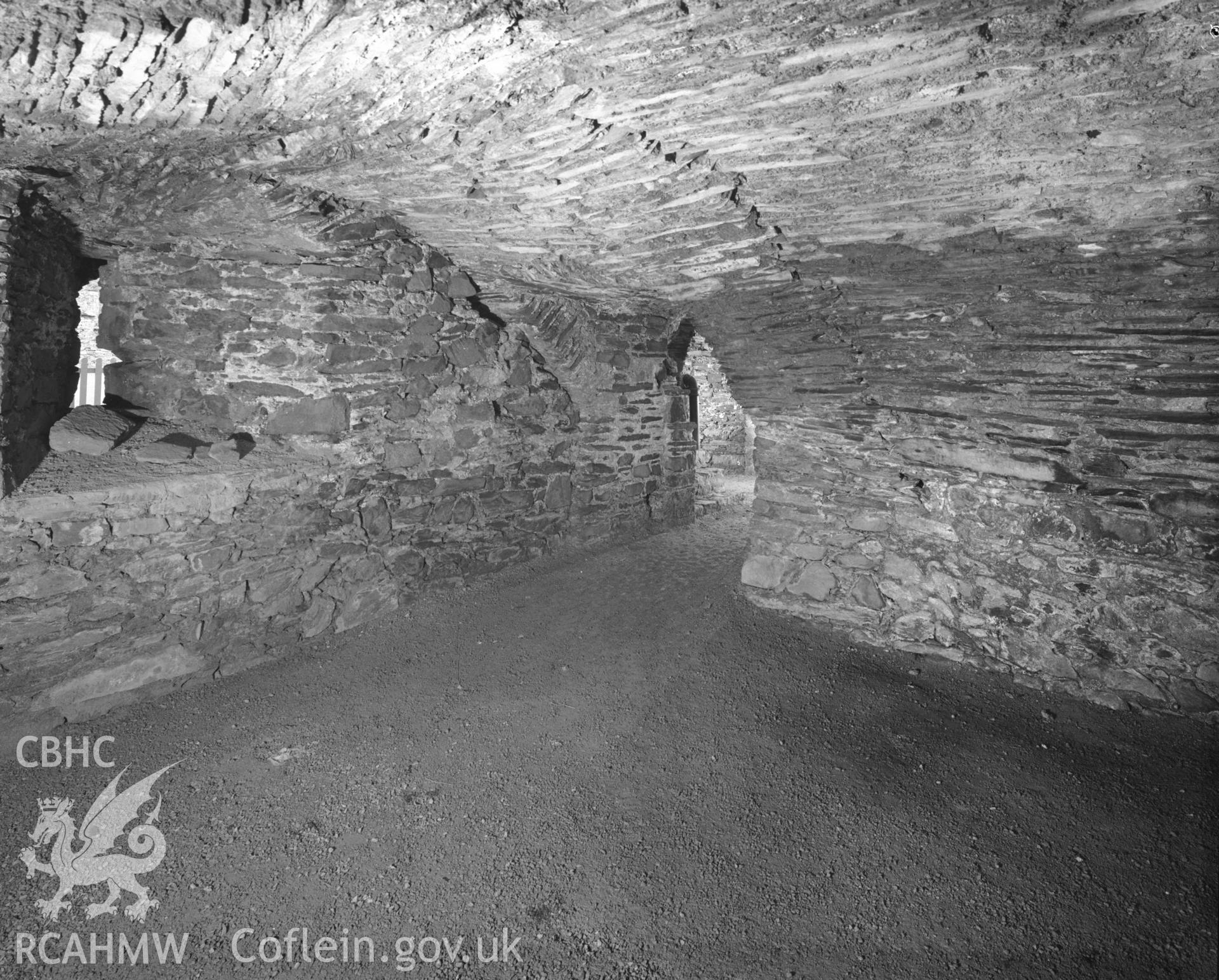 Digital copy of a view of the vault at Bishops Palace, St Davids.