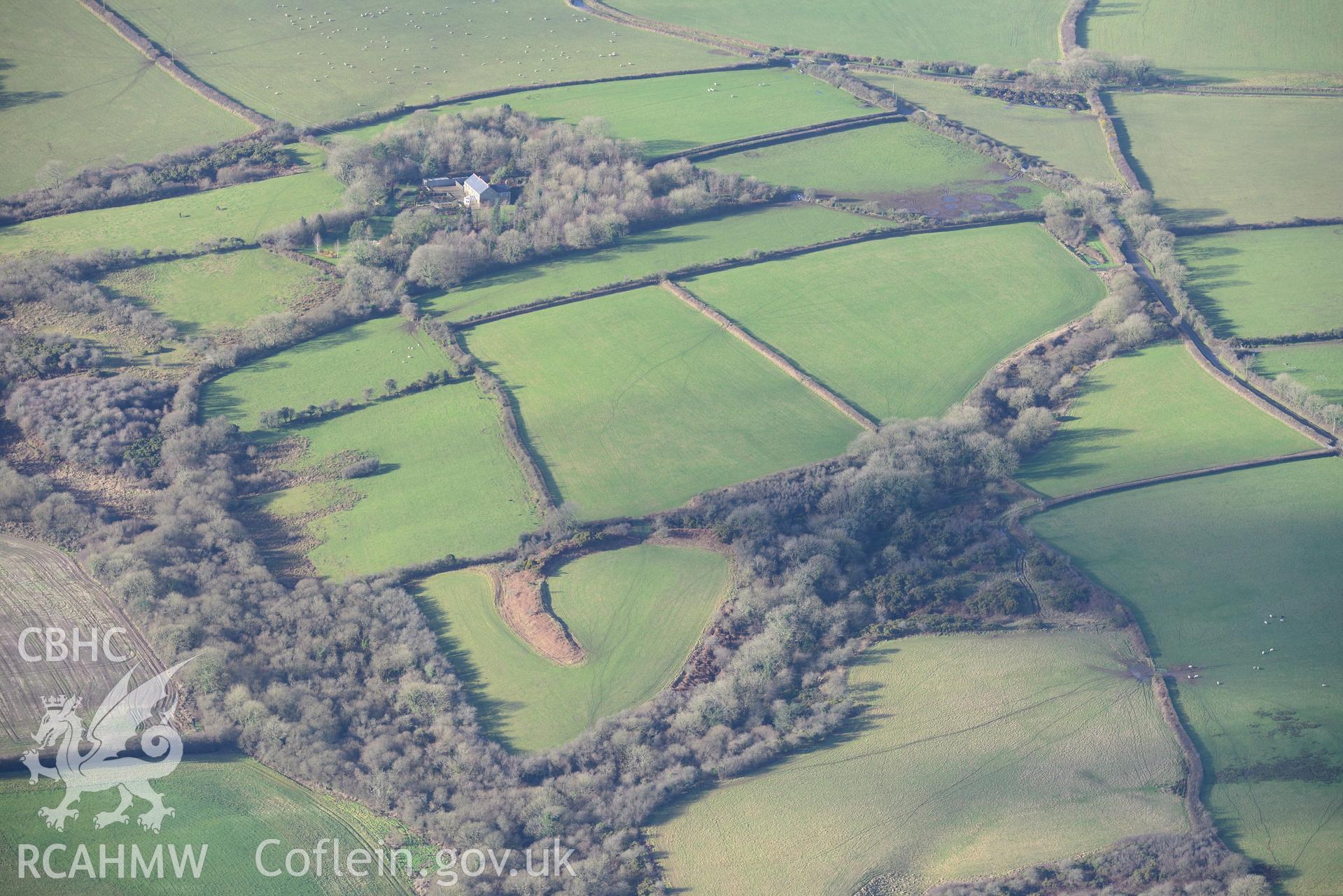 Lamborough Camp. Oblique aerial photograph taken during the Royal Commission's programme of archaeological aerial reconnaissance by Toby Driver on 6th January 2015.