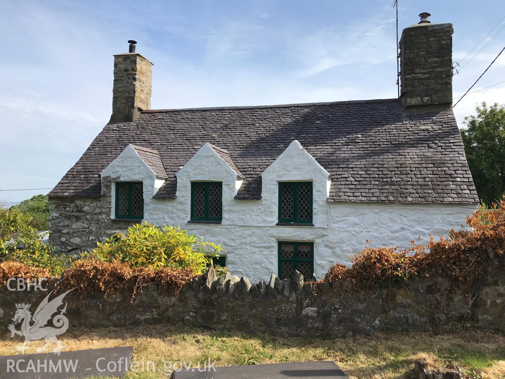 Colour photo showing external view of Cwrt house, Clynnog, taken by Paul R. Davis, 23rd June 2018.