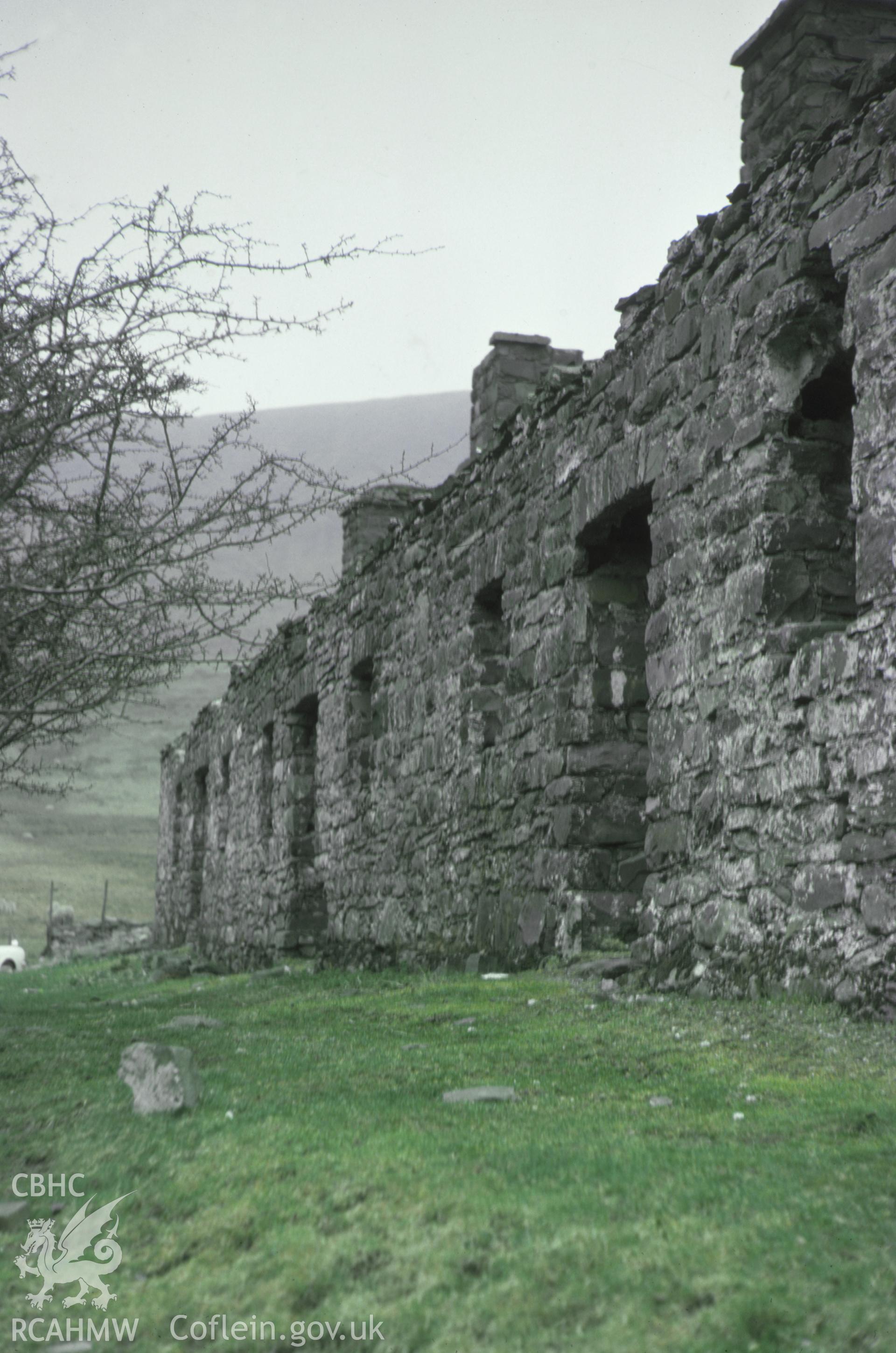Digital copy of a colour slide showing a view of Cwm Gorlan Squatter Settlement, copied from a colour slide taken by Stephen Hughes, 1976.
