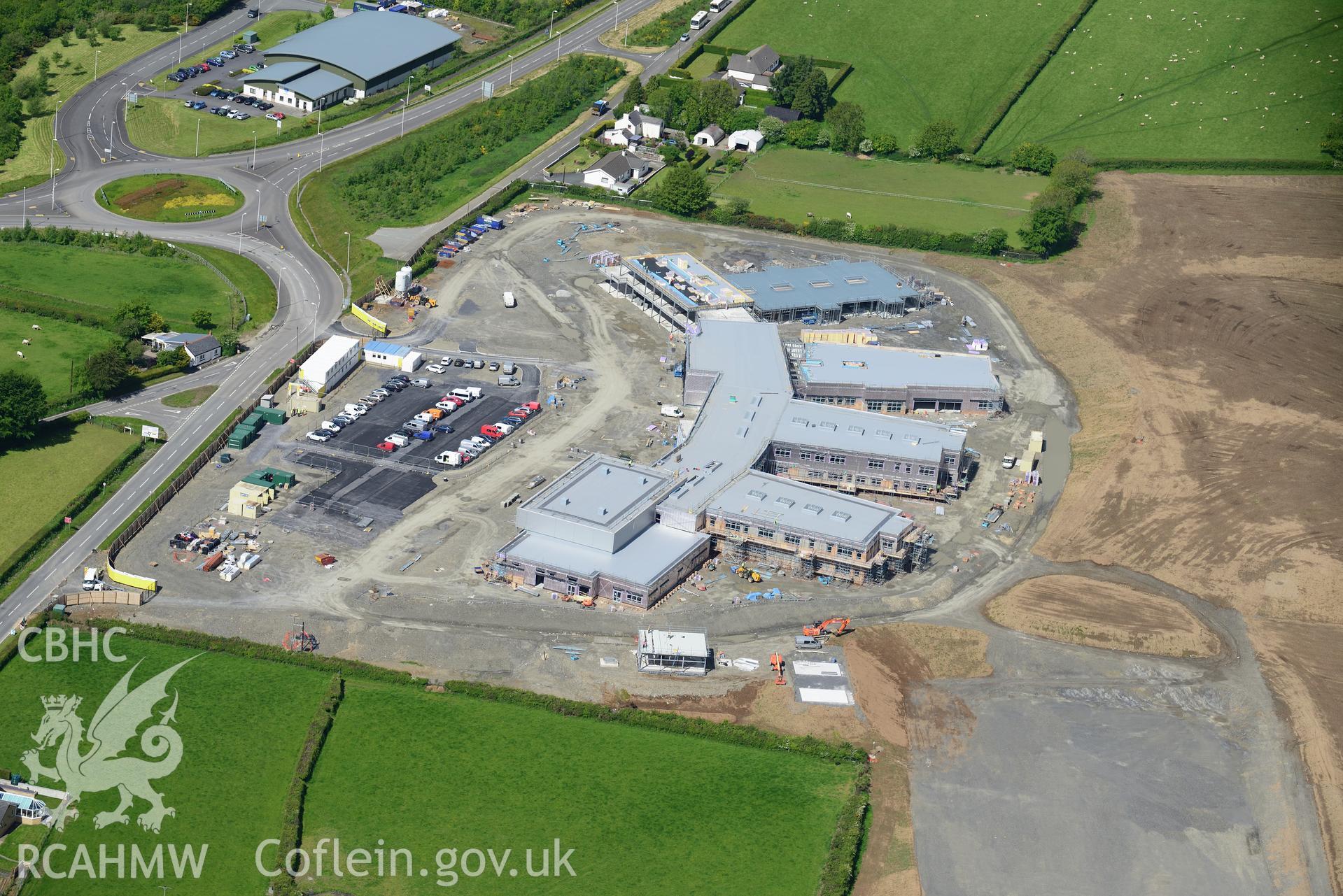 Ysgol Bro Teifi, Llandysul. Oblique aerial photograph taken during the Royal Commission's programme of archaeological aerial reconnaissance by Toby Driver on 3rd June 2015.