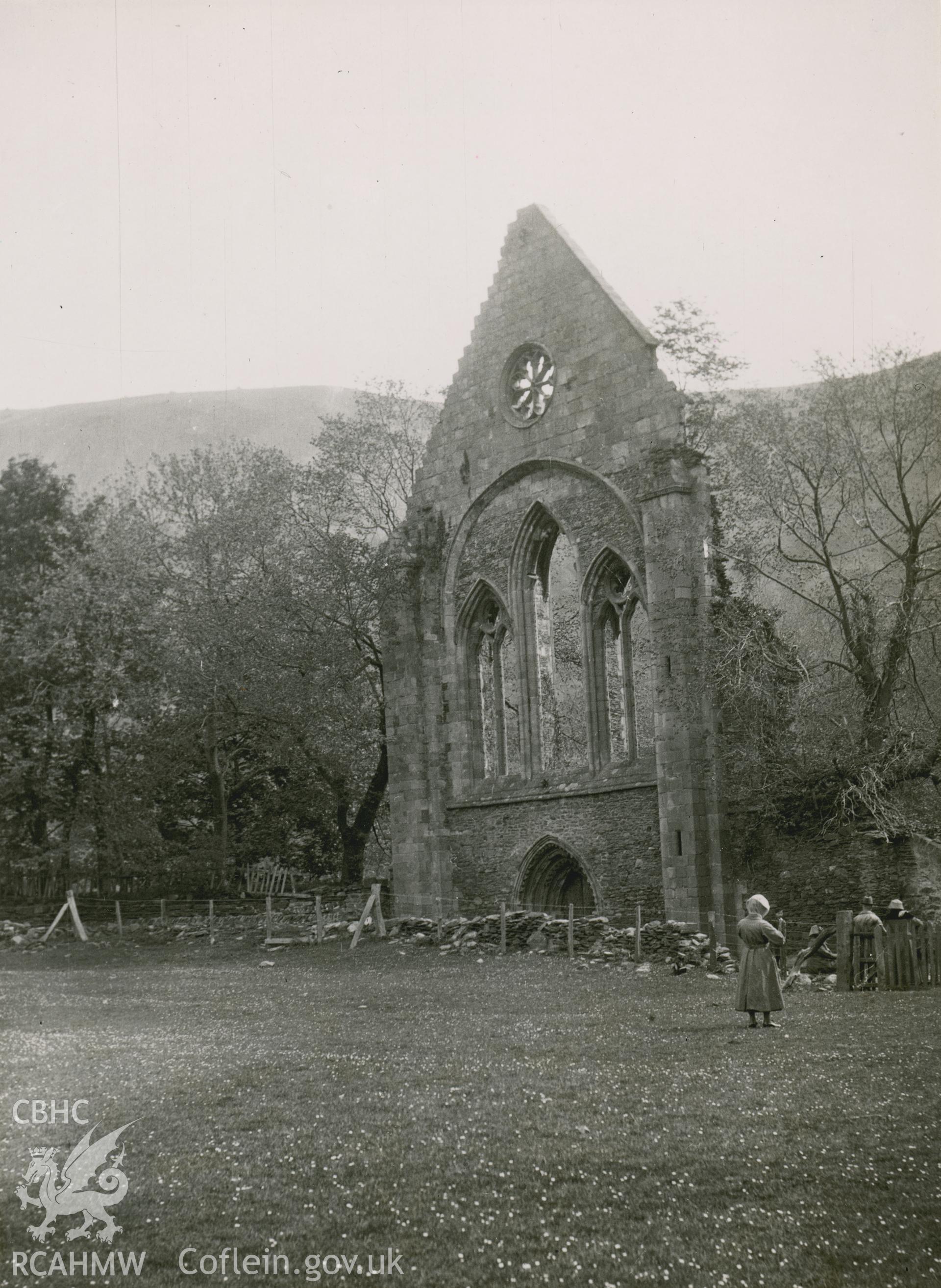 Digitised copy of a general view of Valle Crucis Abbey taken by Angela Green, c.1946.