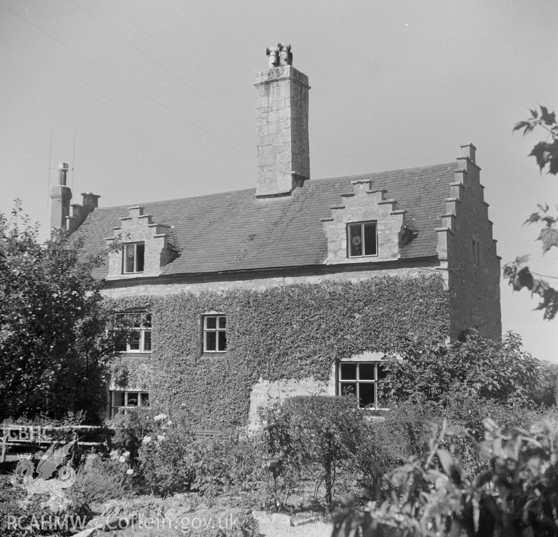 Digital copy of a nitrate negative showing exterior view of Pen Isaf, Glascoed, Bodelwydden, Flintshire.