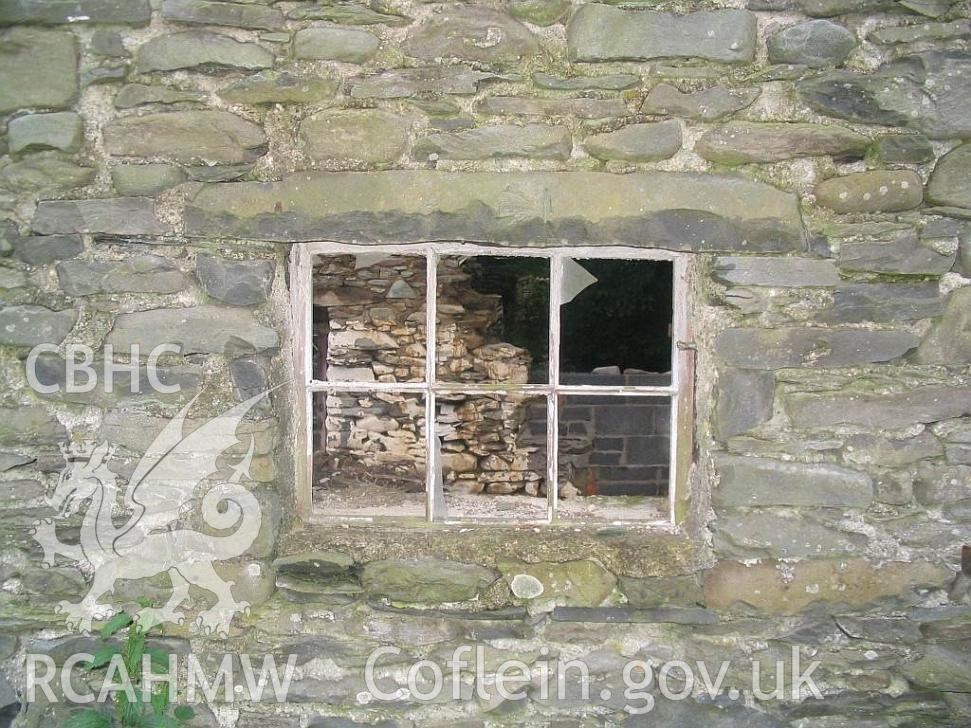 Allt Ddu farmhouse, downhouse, window in cow house.