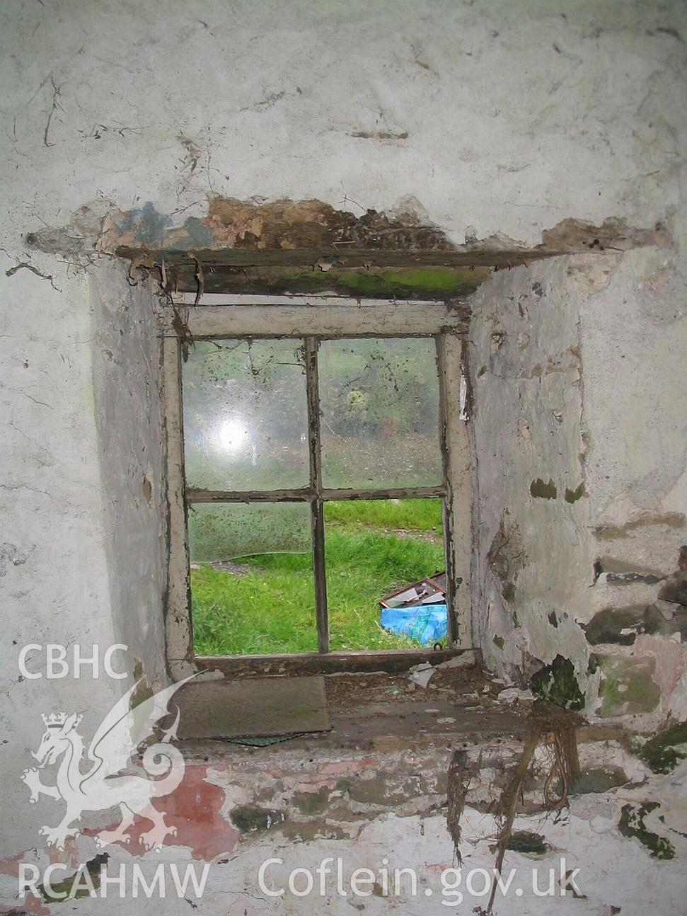 Dwelling end of Allt Ddu farmhouse, internal window detail.