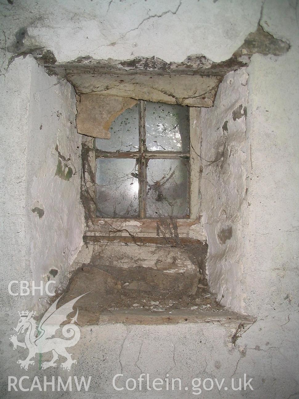Dwelling end of Allt Ddu farmhouse, internal window detail.