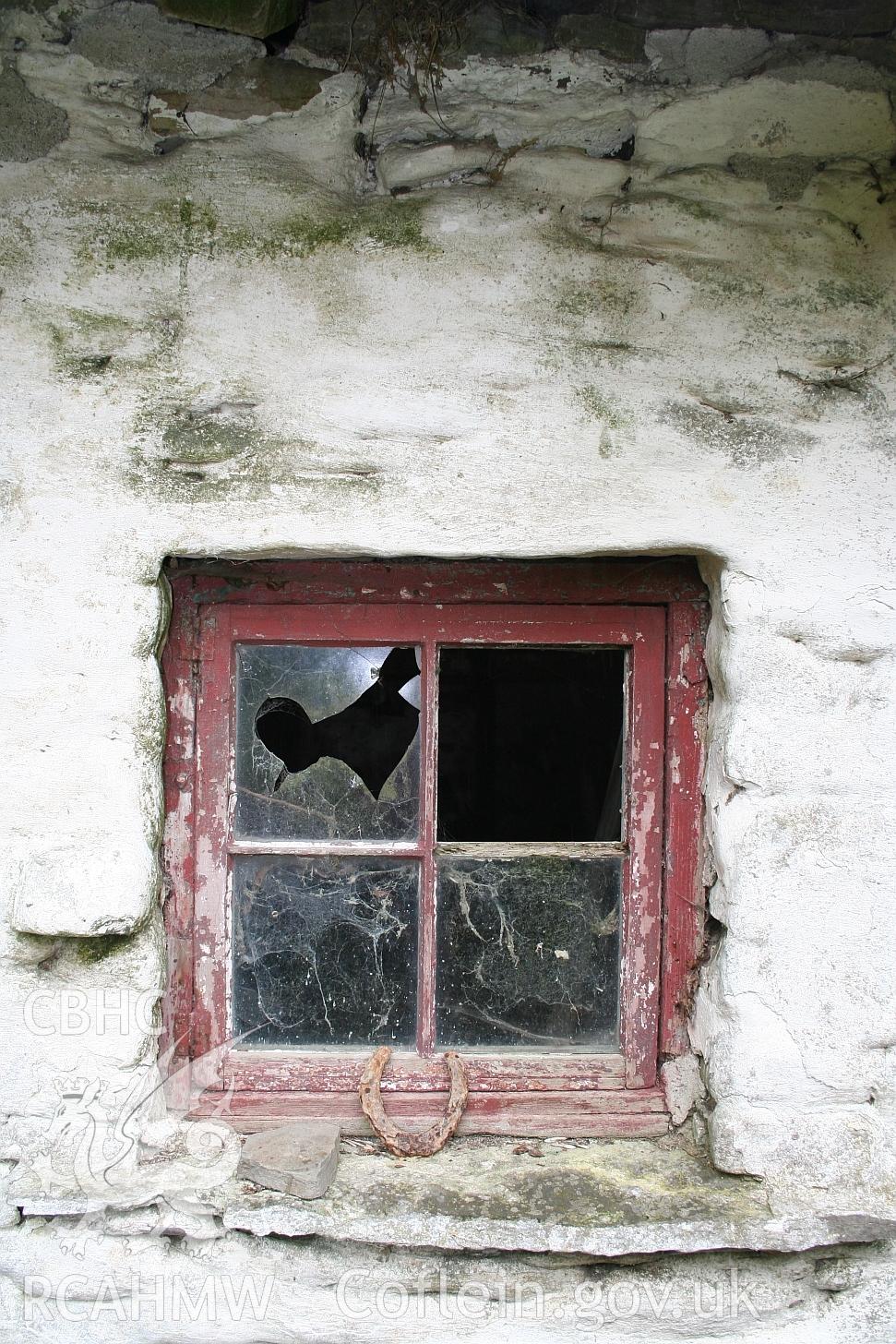 Dwelling end of Allt Ddu farmhouse, external window detail, west wall.