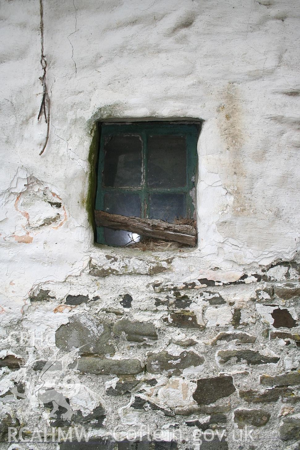 Dwelling end of Allt Ddu farmhouse, external window detail, east wall.