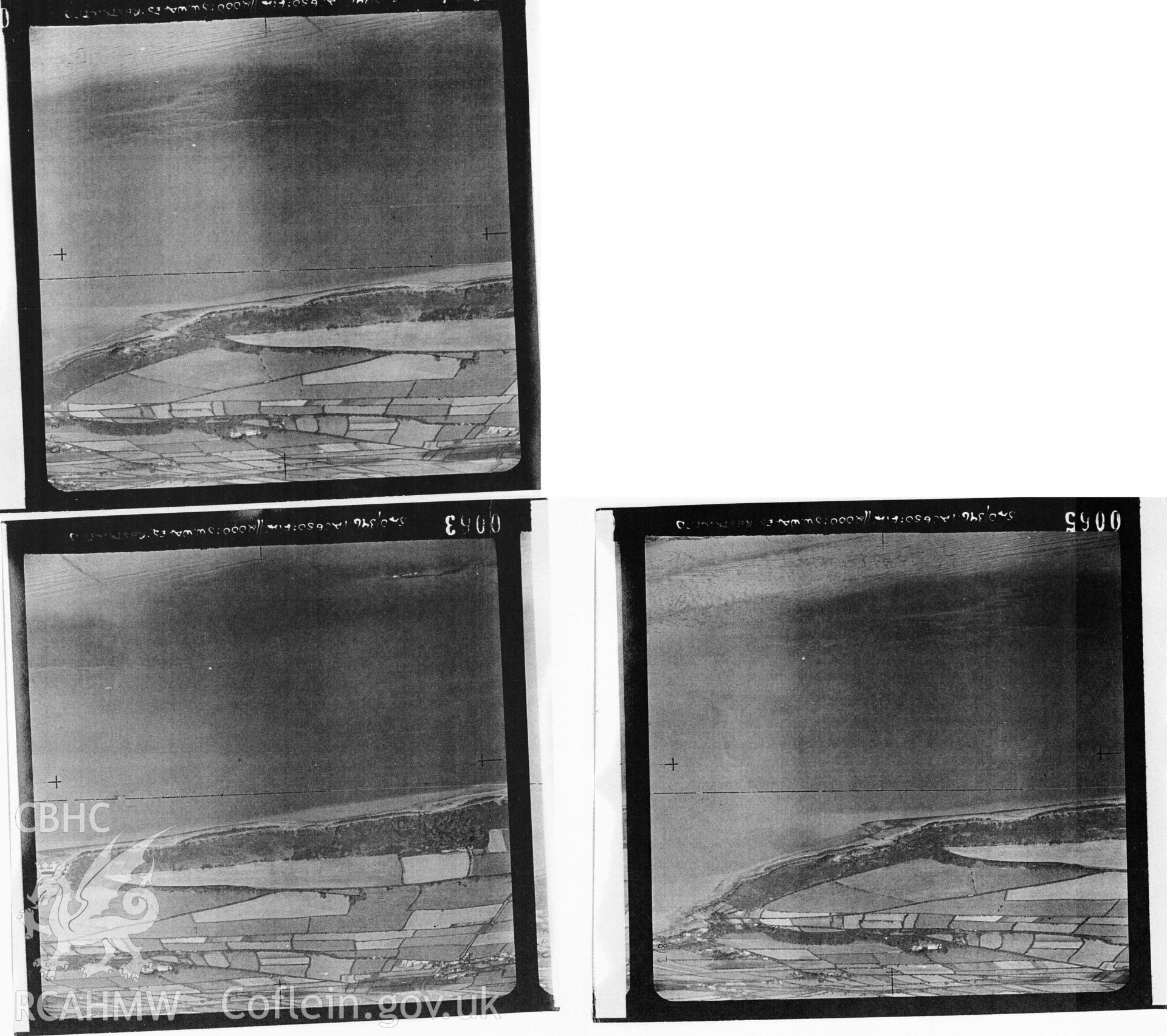 Digital copy of 3 aerial photographs taken in 1950 , showing the assessment area.