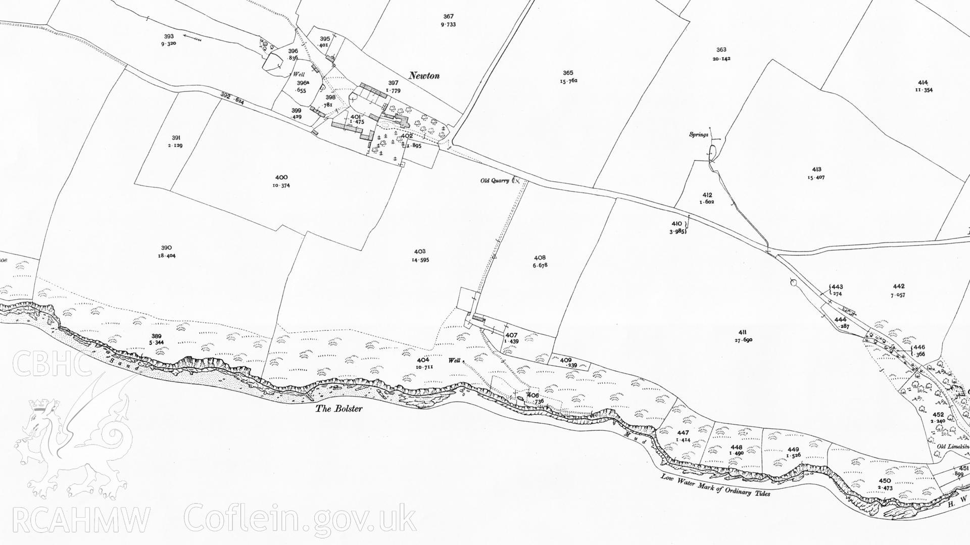 Digital copy of a 2nd edition OS map, showing the assessment area.