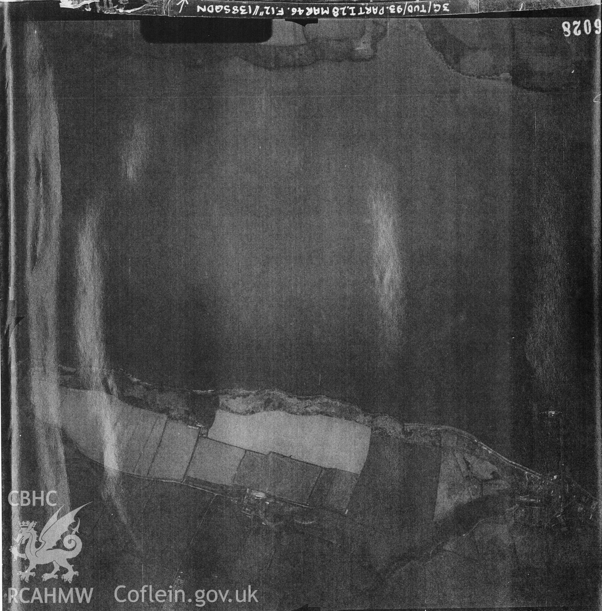 Digital copy of an aerial photograph taken in March1946, showing the assessment area.