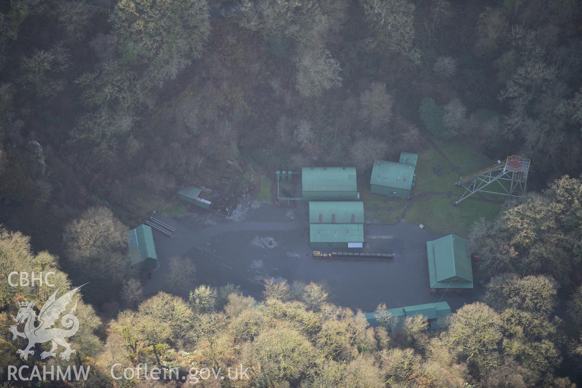 Dolaucothi and Ogofau Goldmines. Oblique aerial photograph taken during the Royal Commission's programme of archaeological aerial reconnaissance by Toby Driver on 6th January 2015.