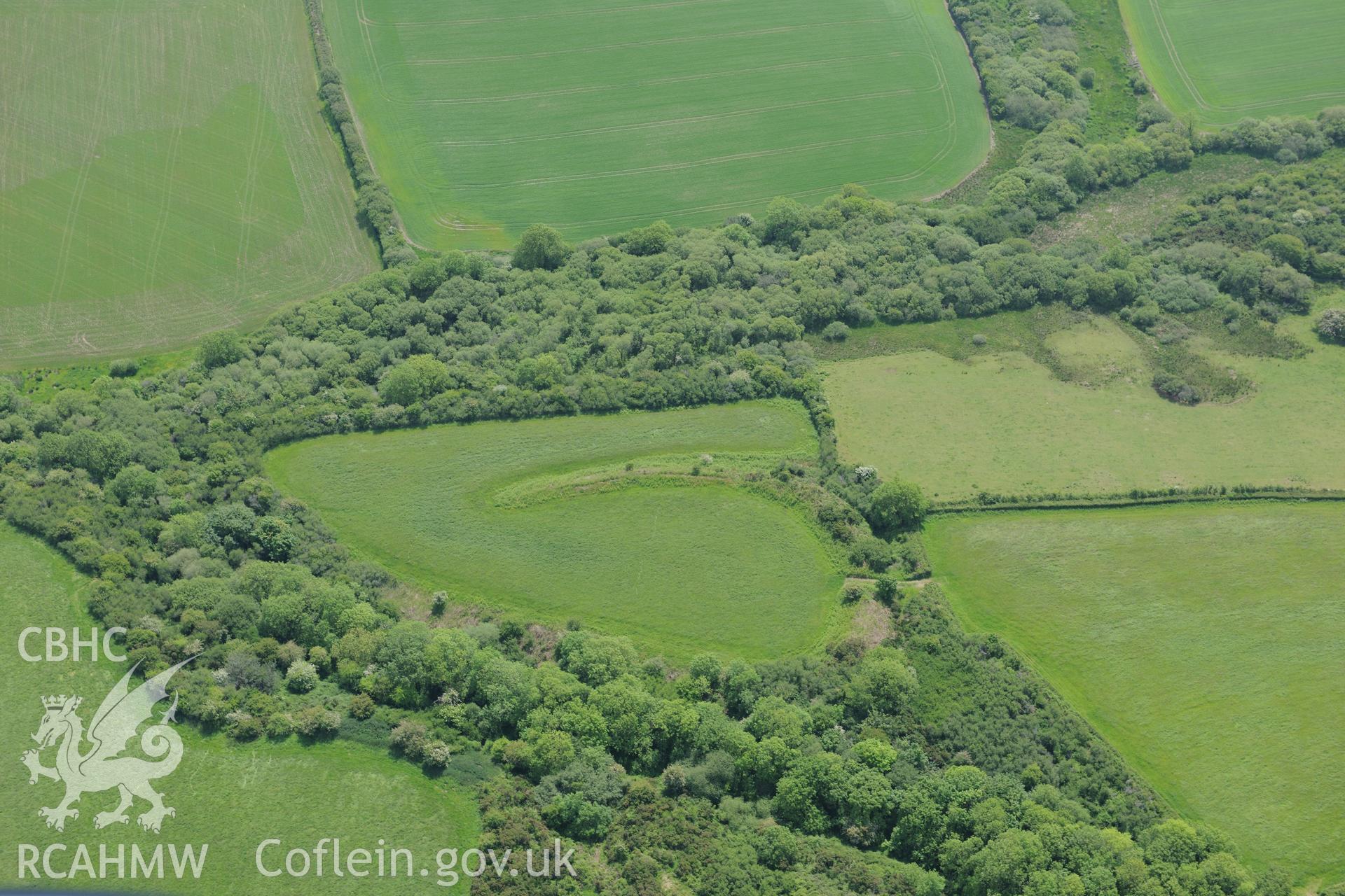 Lamborough Camp near Haverford West. Oblique aerial photograph taken during the Royal Commission's programme of archaeological aerial reconnaissance by Toby Driver on 11th June 2015.