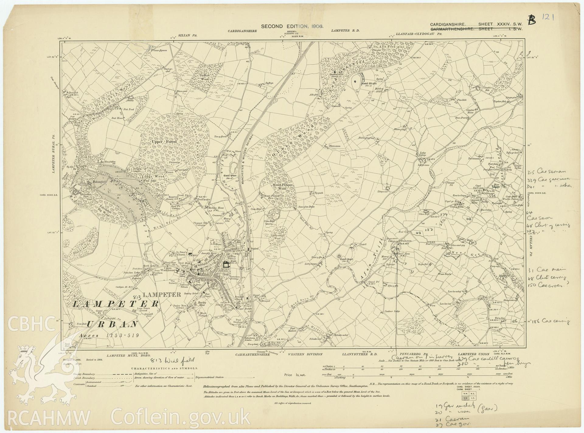 Digital copy of Ordnance Survey 1906 Second Edition 6" map CD.XXXIV.SW