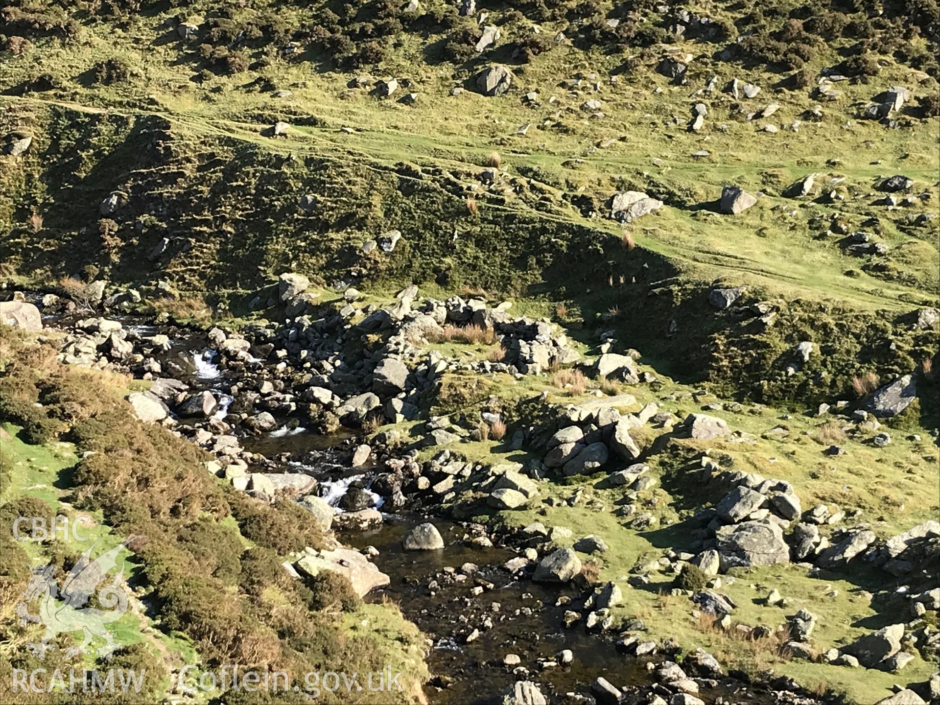 Colour photo showing view of a sheephold, Aber, taken by Paul R. Davis, 2018.