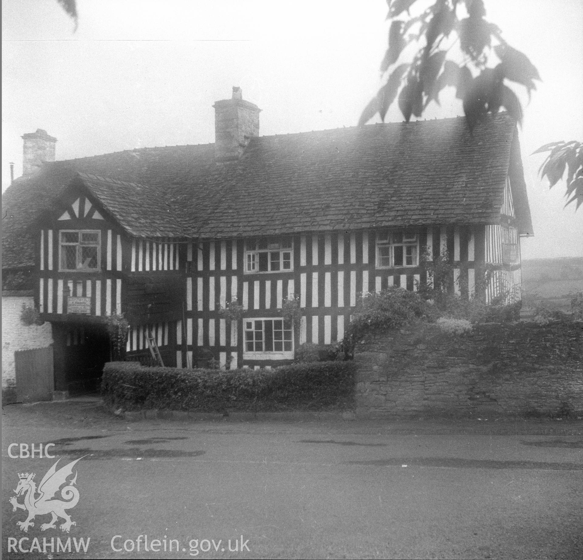 Digital copy of a nitrate negative showing exterior view of Rhydspence, Whitney on Wye, Hay on Wye.