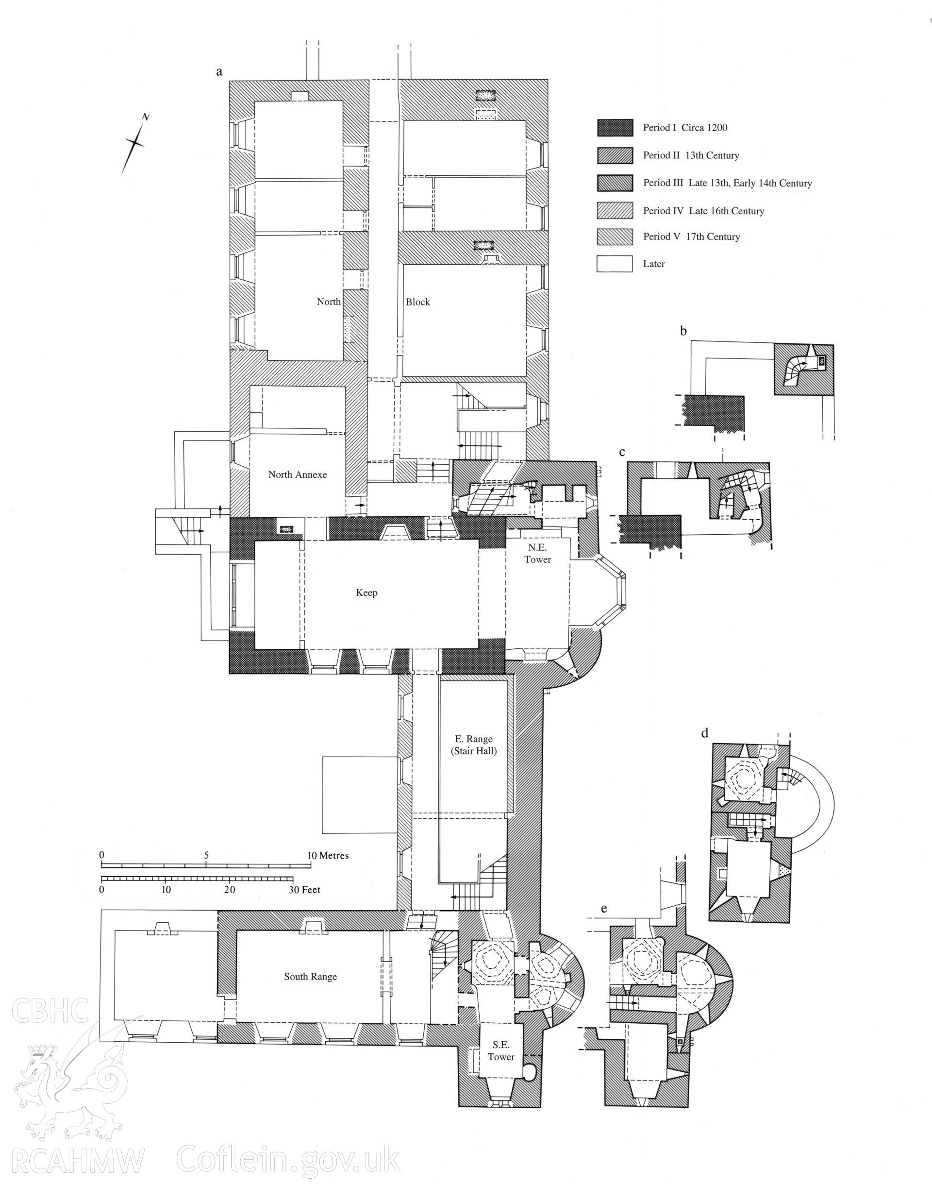 Digital copy of a measured plan of first floor of Fonmon Castle, Rhoose, Later Castles, fig 80.
