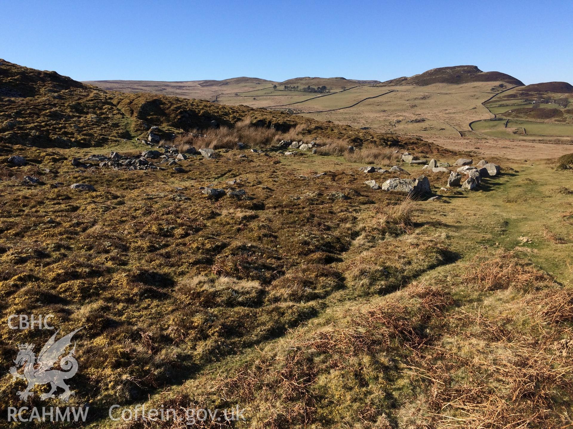 Photo showing view of Carn Llechen sites, taken by Paul R. Davis, February 2018.