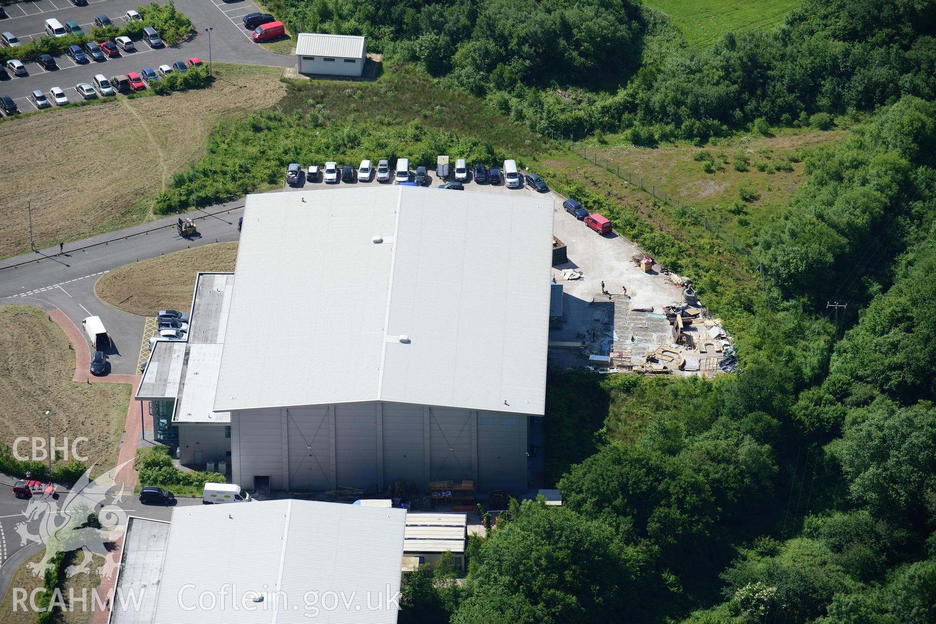 Dragon International Studios also known as 'Valleywood'. Oblique aerial photograph taken during the Royal Commission's programme of archaeological aerial reconnaissance by Toby Driver on 19th June 2015.