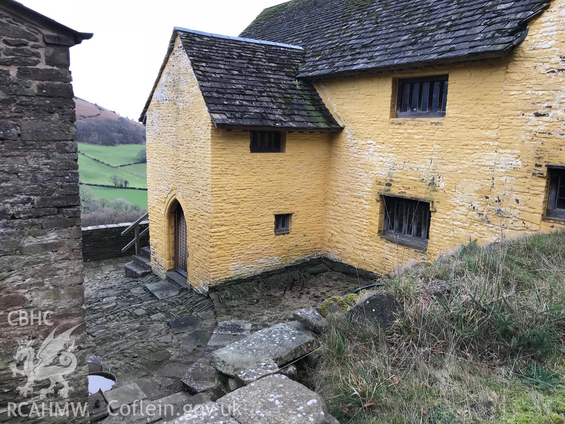 Exterior view of Ty-Hwnt-y-Bwlch, Crucorney. Colour photograph taken by Paul R. Davis on 1st January 2019.