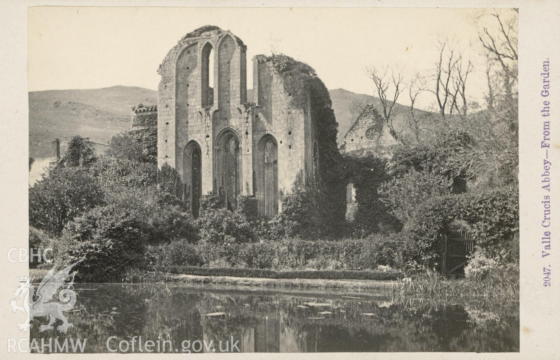 Digital copy of a black and white carte de visite albumen print showing Valle Crucis Abbey, near Llangollen produced by F. Bedford.