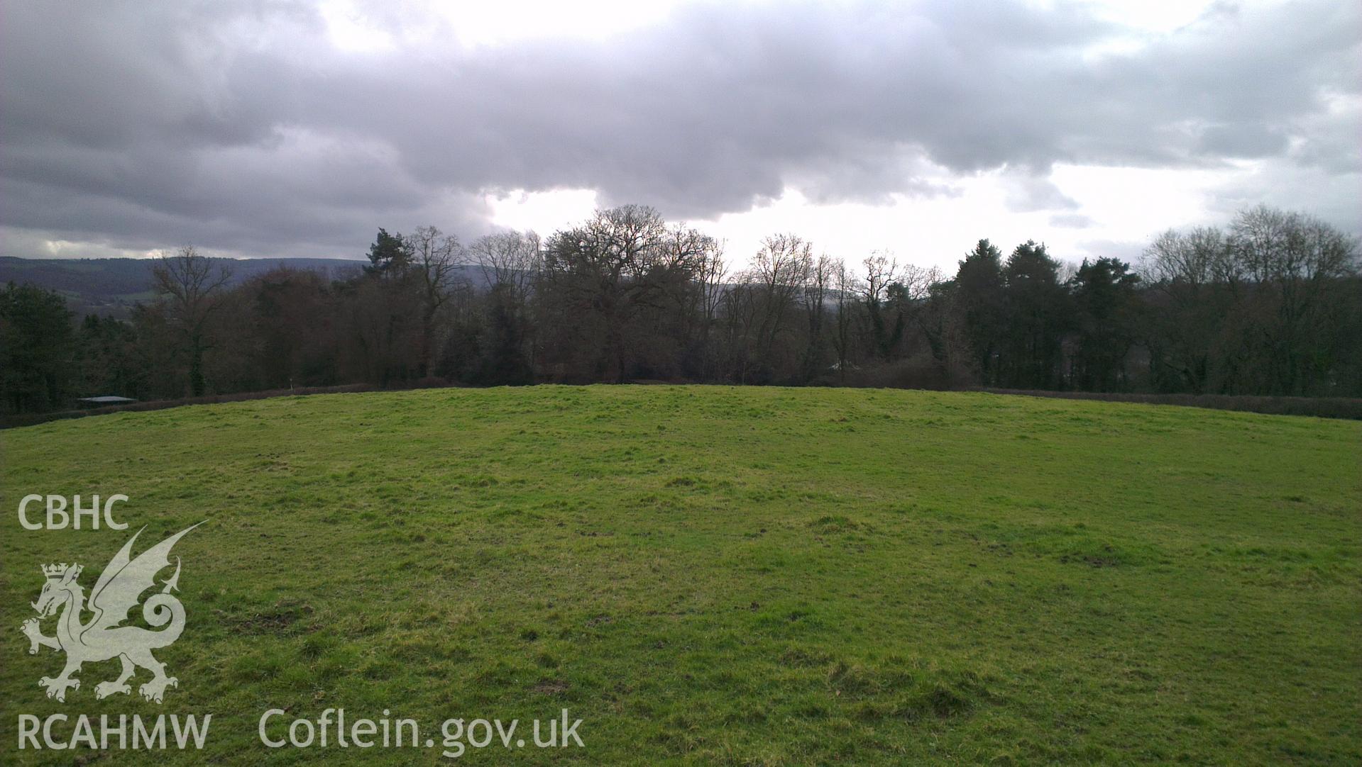 Digital colour photograph of the Pwllmelyn battlefield. Photographed during Phase Three of the Welsh Battlefield Metal Detector Survey, carried out by Archaeology Wales, 2012-2014. Project code: 2041 - WBS/12/SUR.