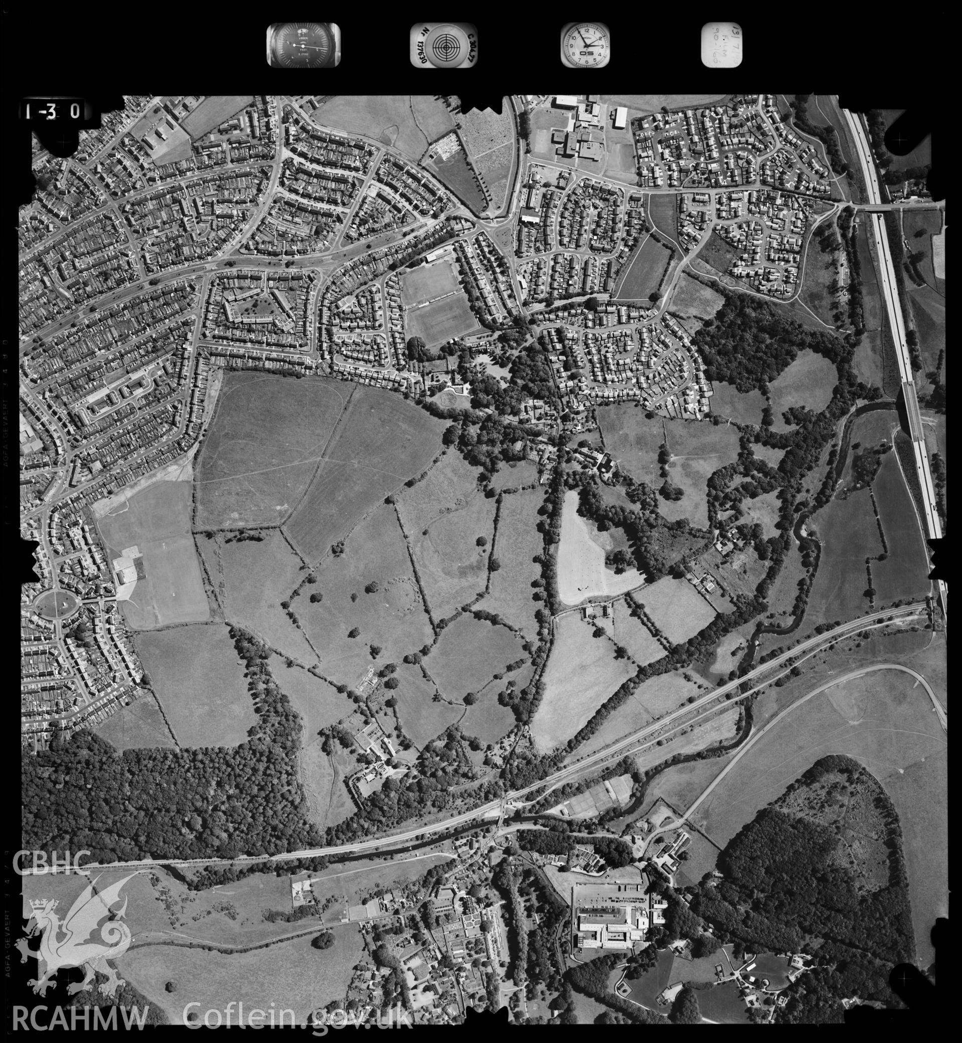 Digital copy of an Ordnance Survey aerial view of St Fagans area, dated 1990.