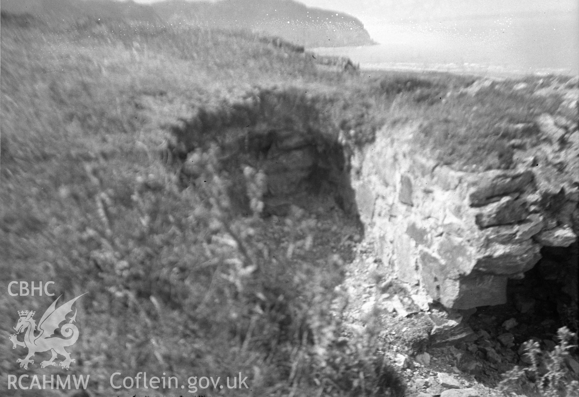 Digital copy of a nitrate negative showing Deganwy Castle.