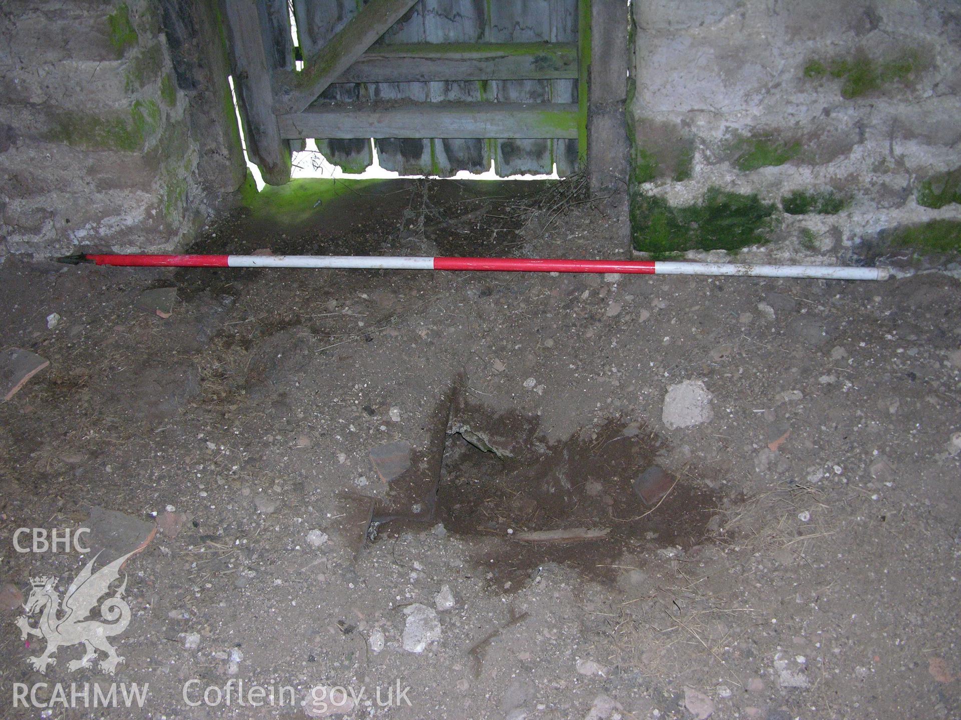 Digital photograph detailing a section of the floor, from an Archaeological Building Recording of Hillside Barn, Llanvaches, Monmouthshire, which was conducted by Cambrian Archaeological Projects.