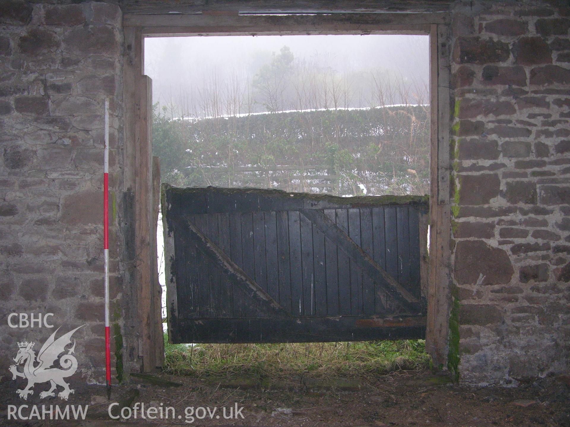 Digital photograph detailing a section of interior wall, from an Archaeological Building Recording of Hillside Barn, Llanvaches, Monmouthshire, which was conducted by Cambrian Archaeological Projects.