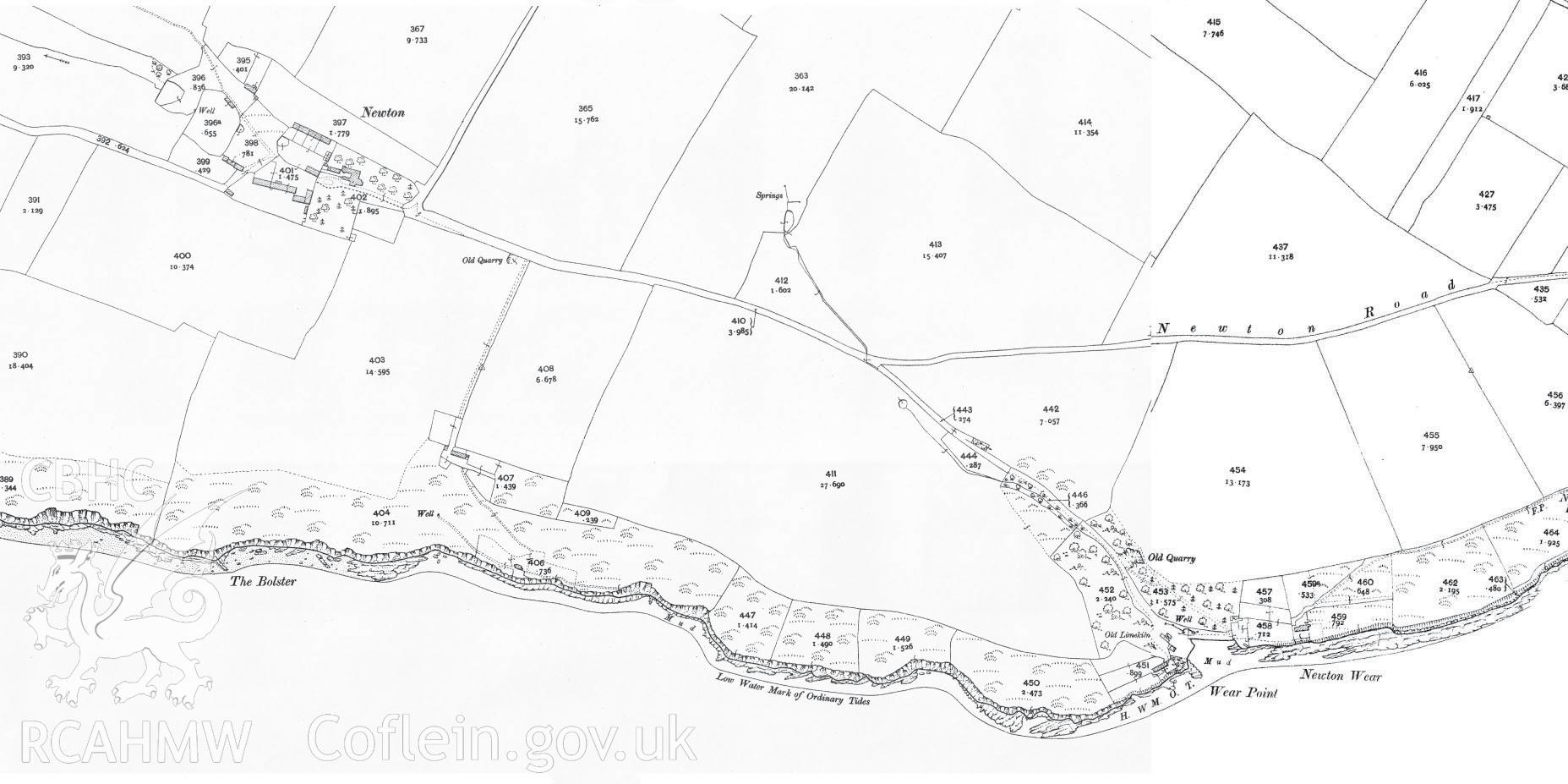 Digital copy of part of an OS map, showing the assesment area.