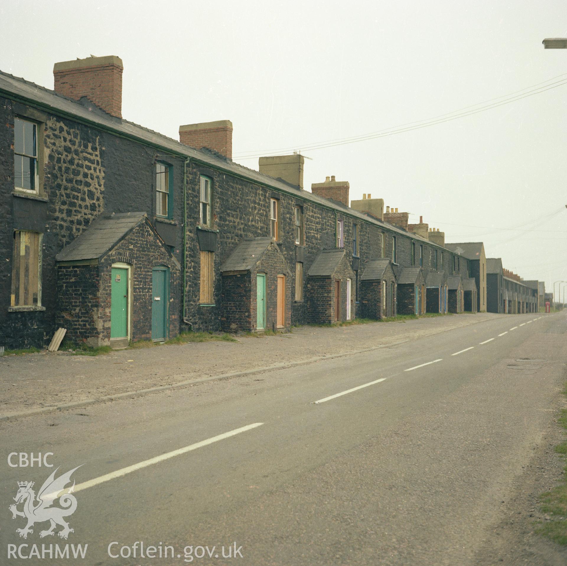 Digital copy of an acetate negative showing housing at the Garn, Big Pit, from the John Cornwell Collection.