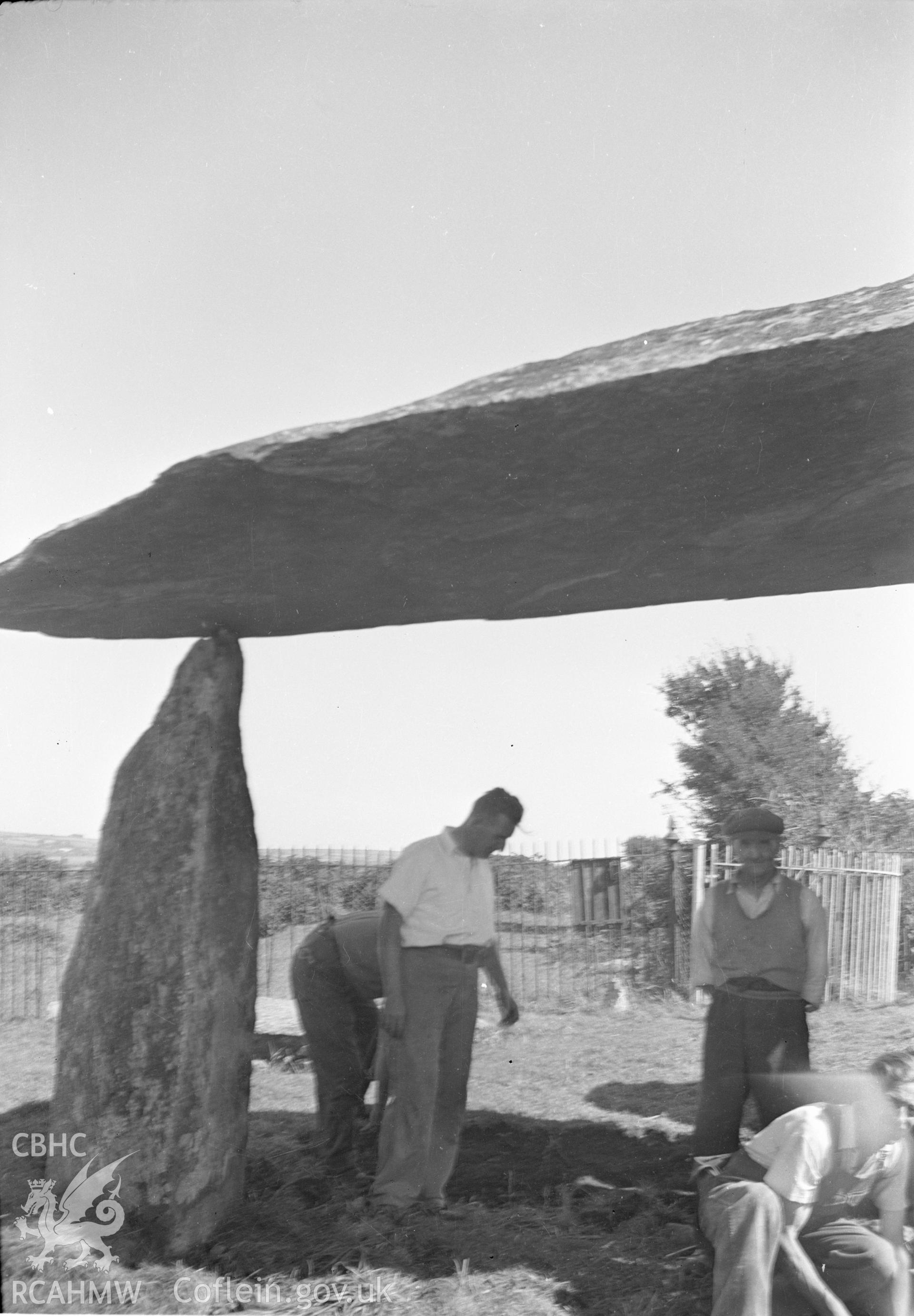 Digital copy of a nitrate negative showing Pentre Ifan Burial Chamber.