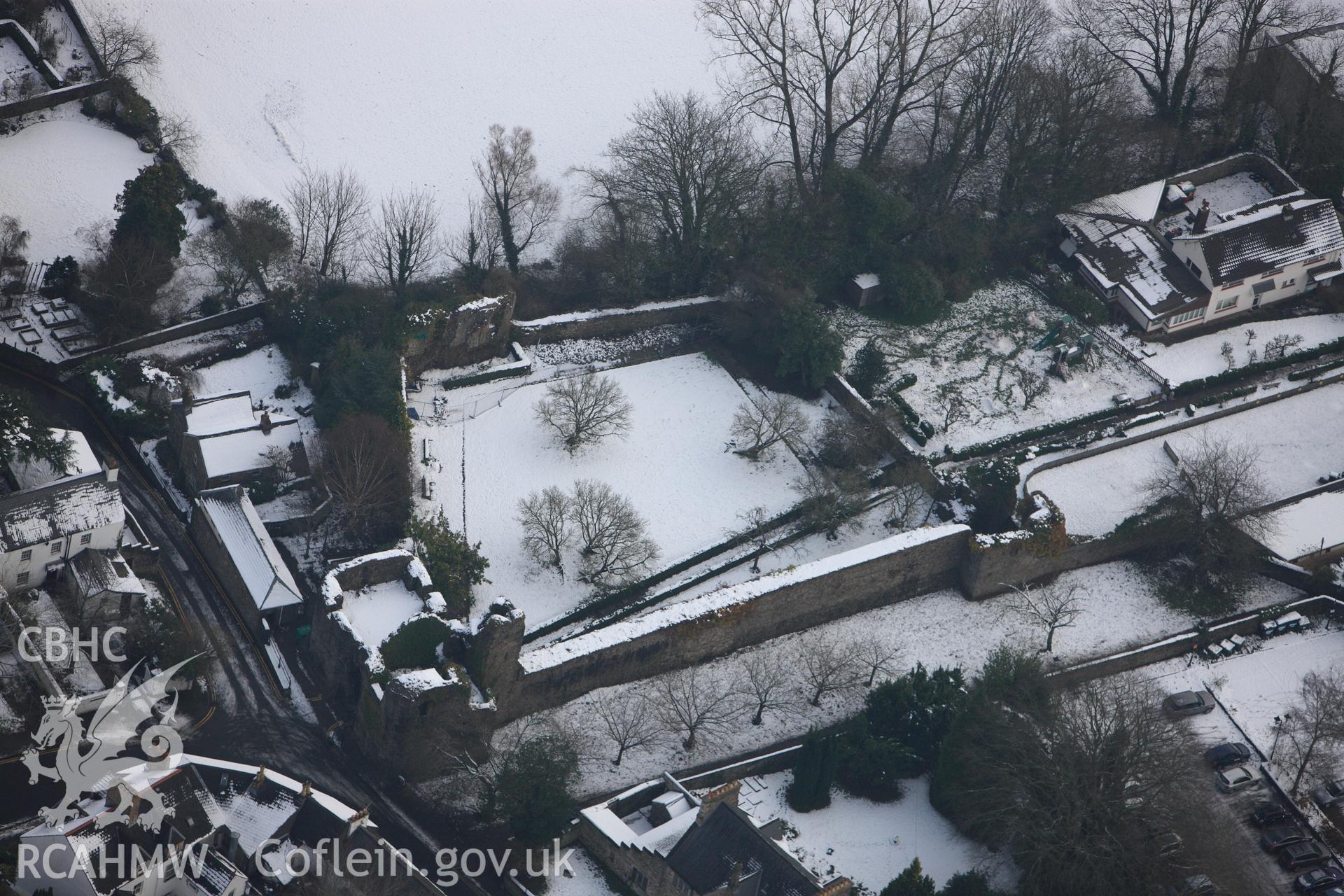 Old Bishop's Palace, Llandaff, Cardiff. Oblique aerial photograph taken during the Royal Commission?s programme of archaeological aerial reconnaissance by Toby Driver on 24th January 2013.