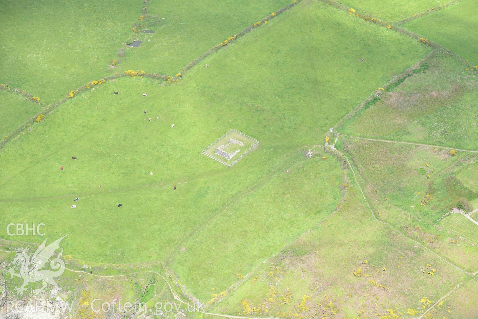 St. Non's chapel, near St. Davids. Oblique aerial photograph taken during the Royal Commission's programme of archaeological aerial reconnaissance by Toby Driver on 13th May 2015.