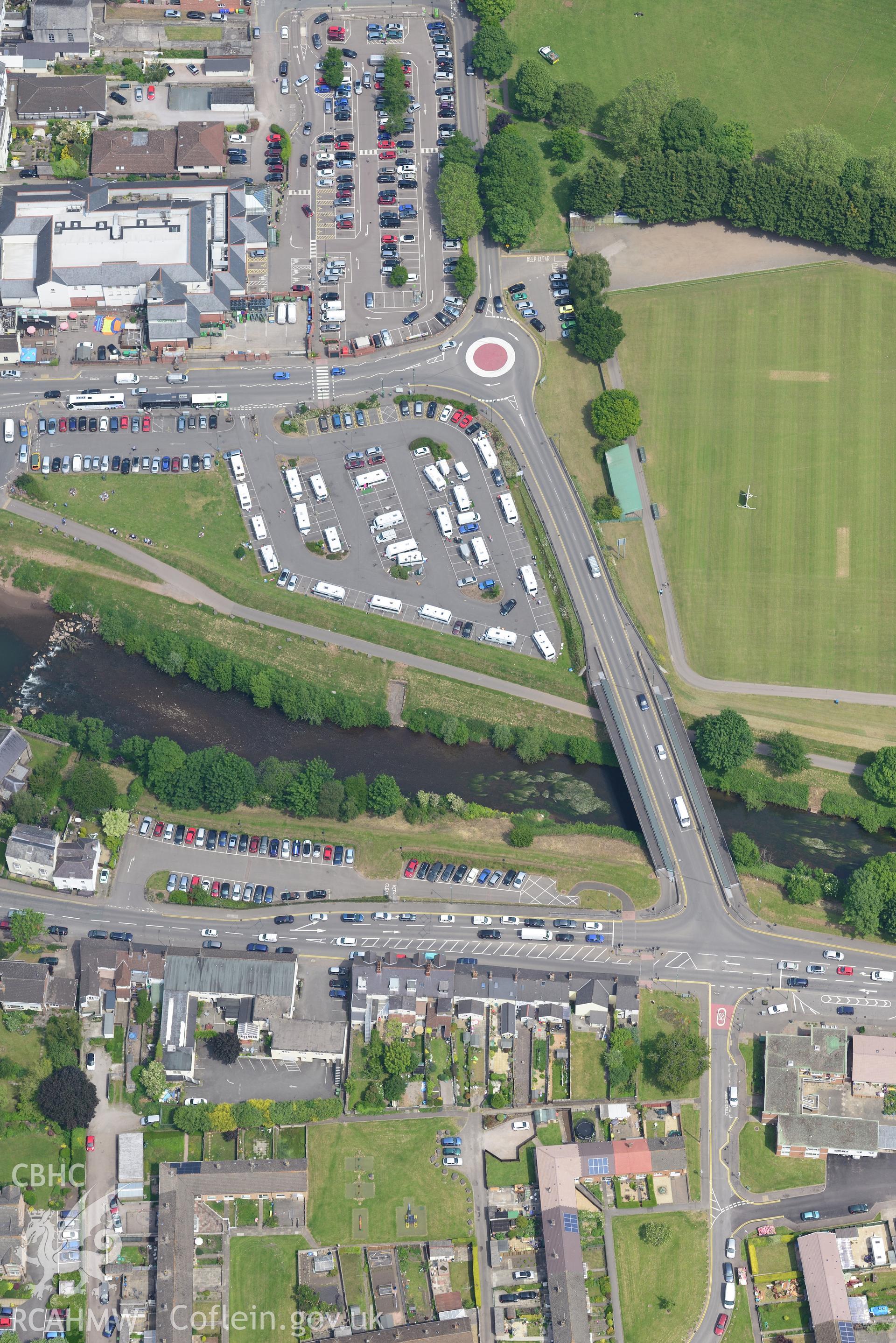 Monmouth. Oblique aerial photograph taken during the Royal Commission's programme of archaeological aerial reconnaissance by Toby Driver on 11th June 2015.